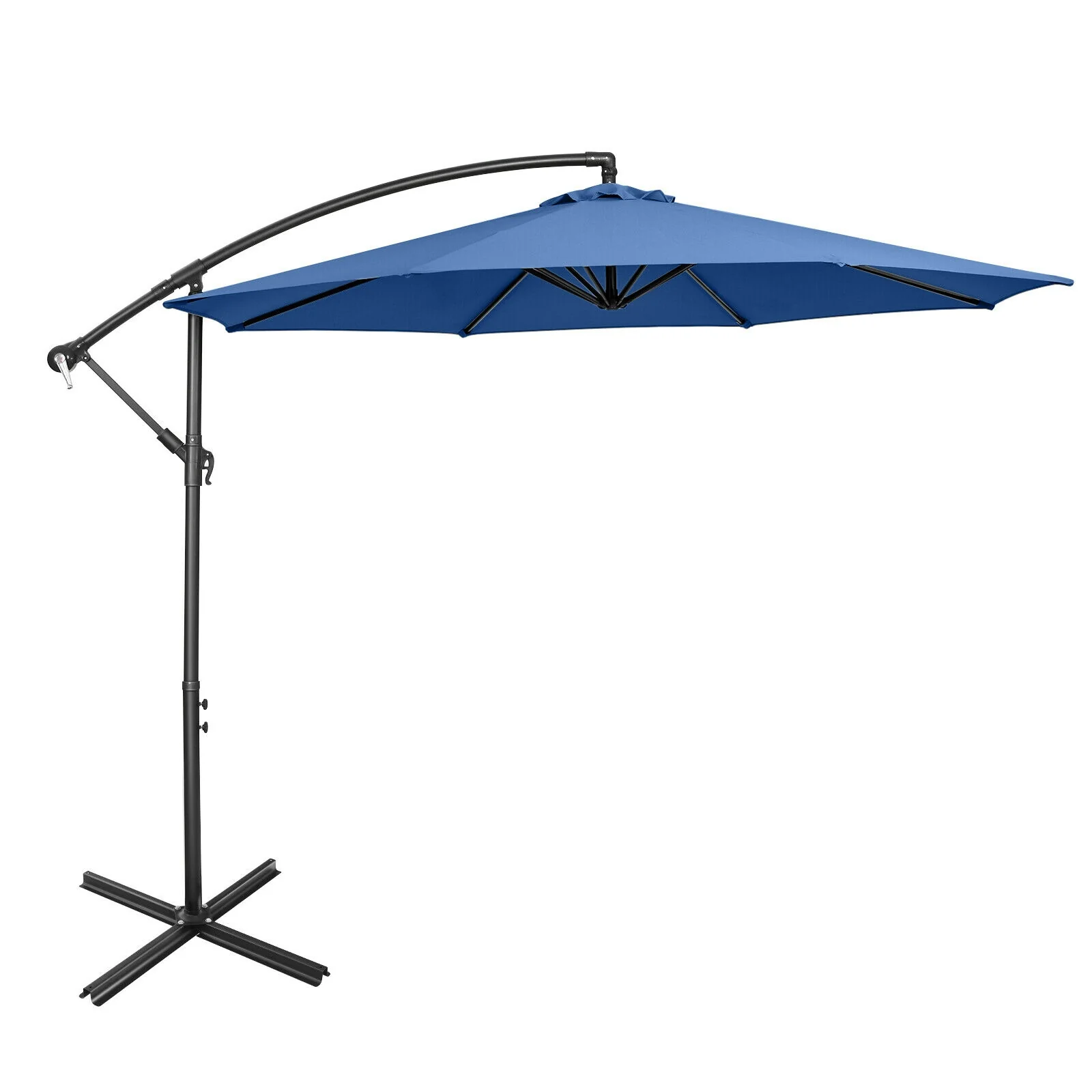 10FT Offset Umbrella, 8 Ribs, Cantilever Cross Base, Tilt Adjustment, Blue - Image 4