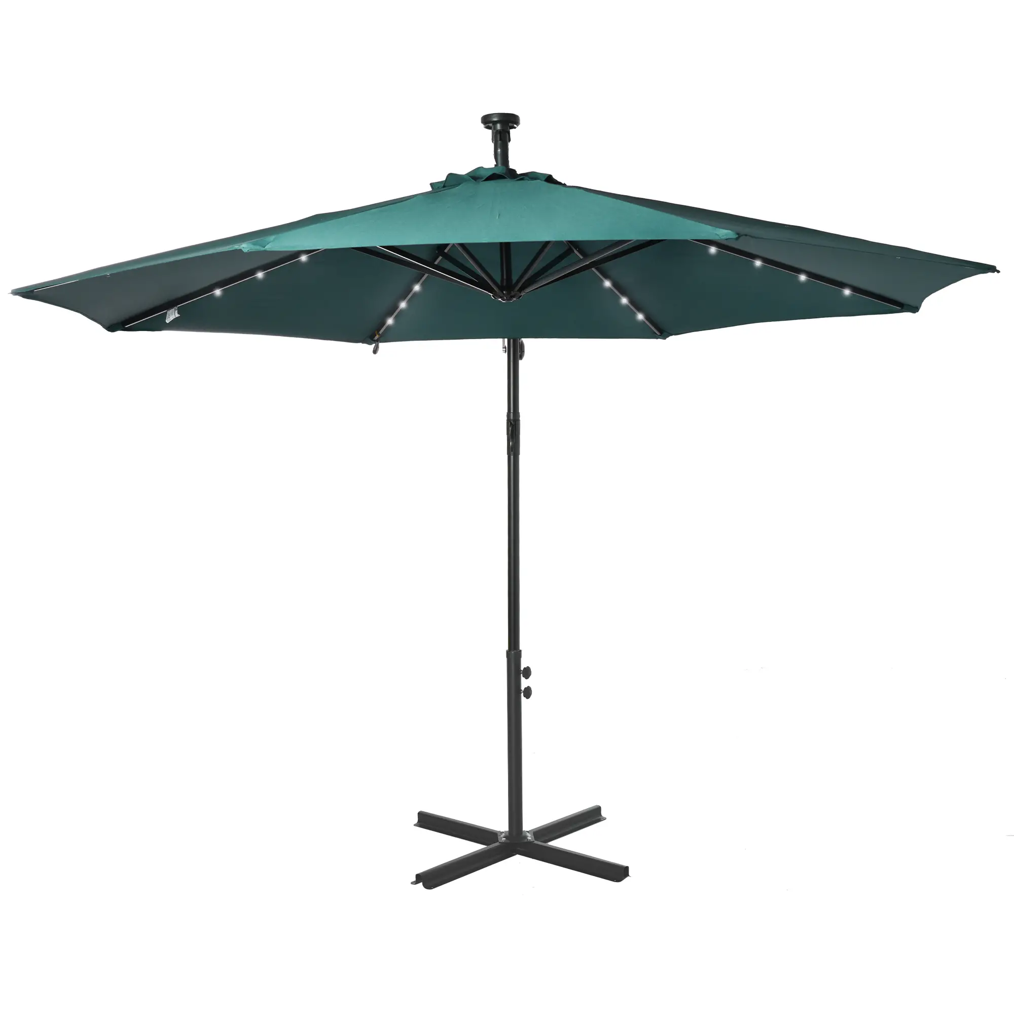 10ft Outdoor Cantilever Umbrella, Adjustable Angle, Dark Green