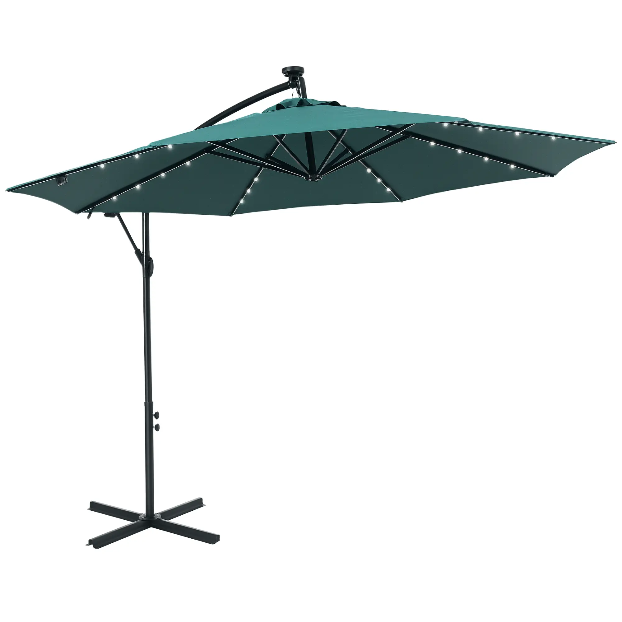 10ft Outdoor Cantilever Umbrella, Adjustable Angle, Dark Green - Image 11