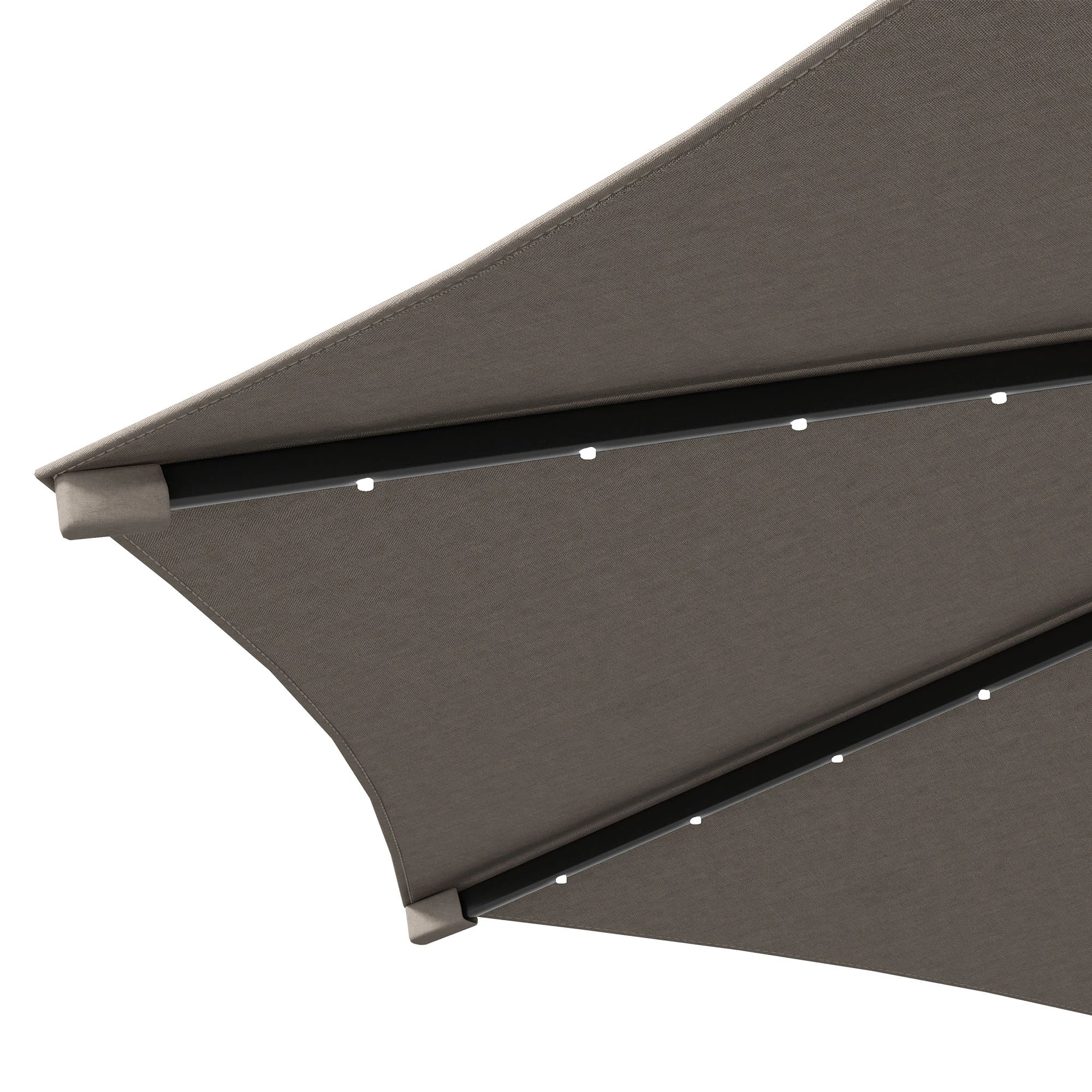 10ft Outdoor Cantilever Umbrella, Solar Lights, Adjustable Angle, Khaki - Image 9