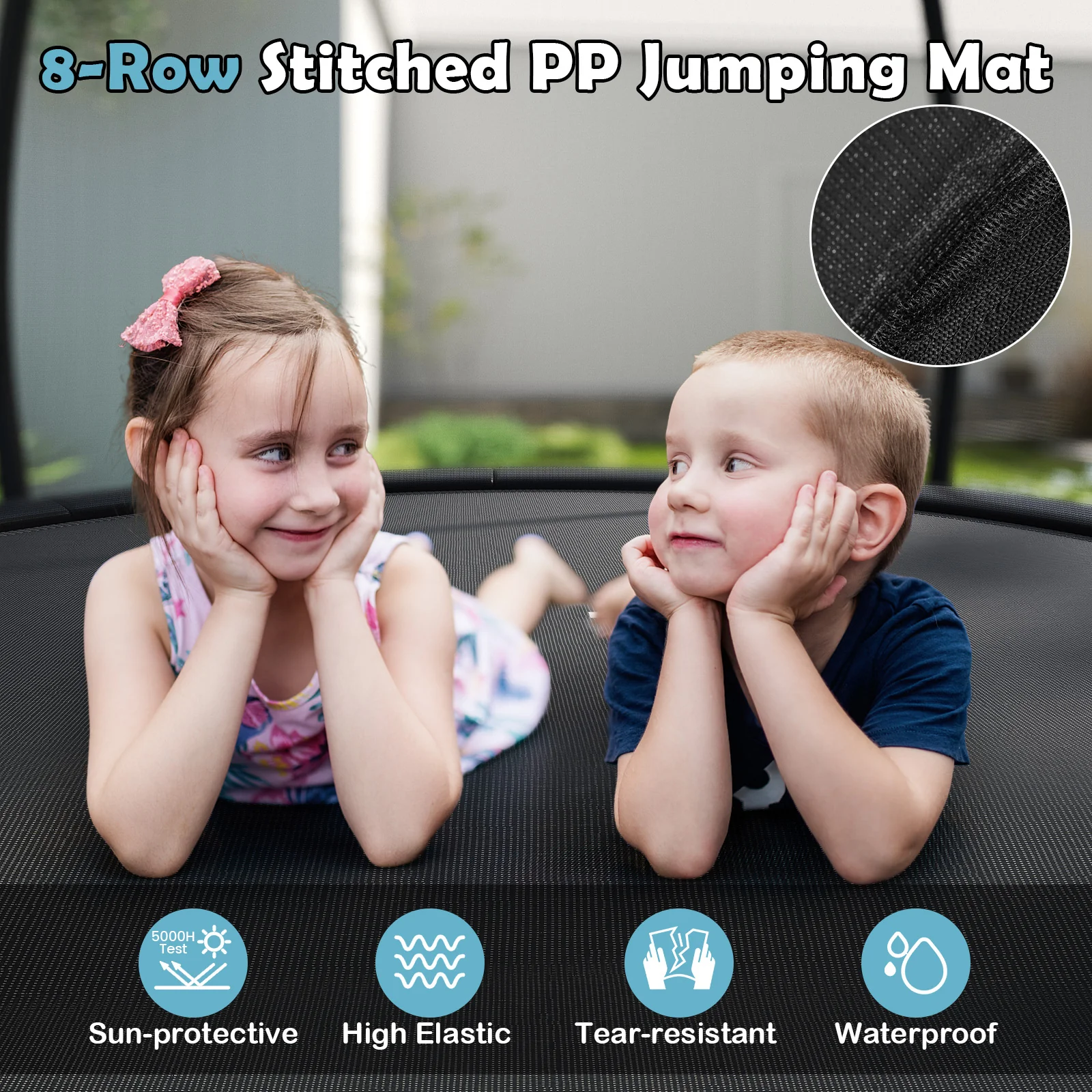 10FT Outdoor Trampoline Heavy-Duty Recreational Trampoline with Safety Enclosure Net, Black - Image 9