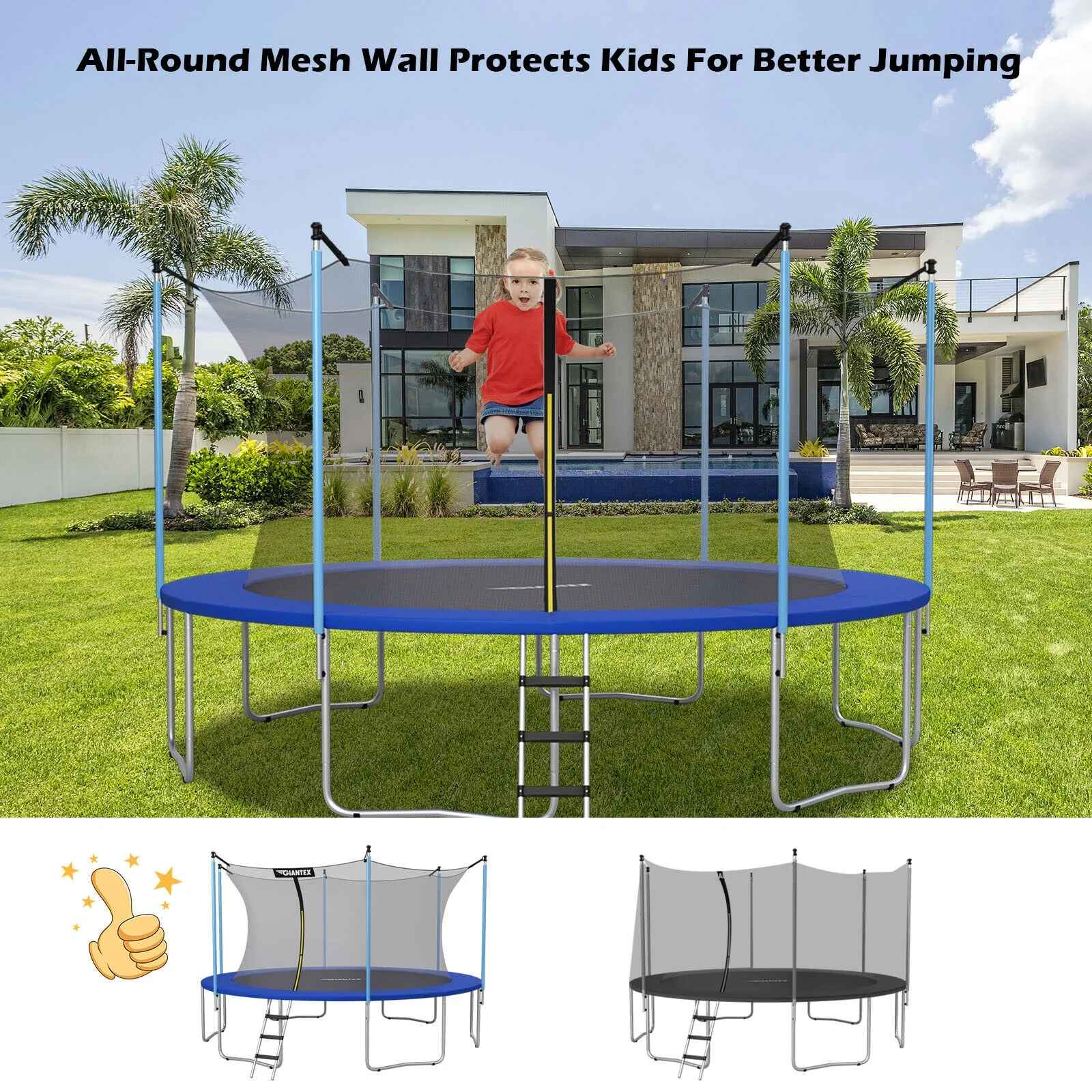 10Ft Replacement Trampoline Safety Enclosure Net, Black - Image 6