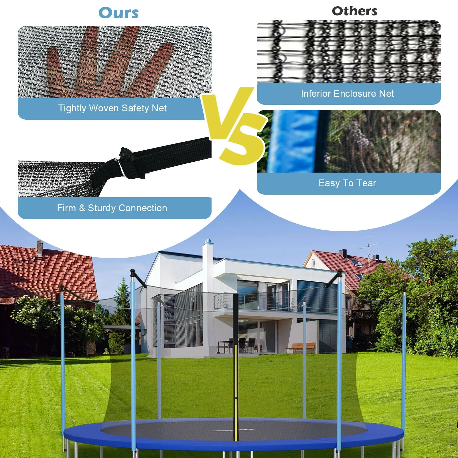 10Ft Replacement Trampoline Safety Enclosure Net, Black - Image 8