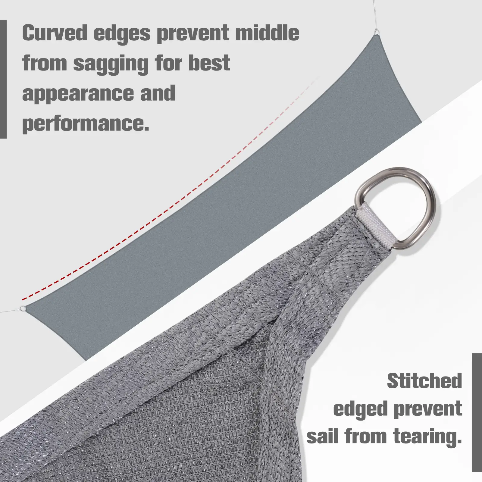 10ft x10ft Square Canopy Sun Sail Shade, UV Protector, Grey - Image 6