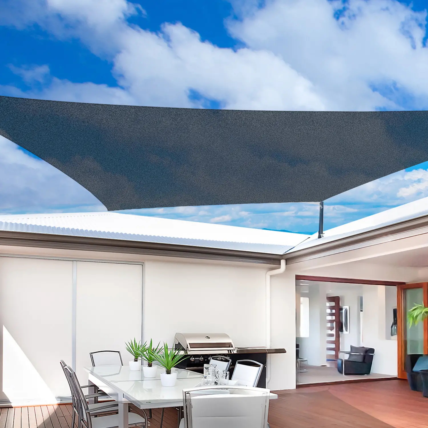 10ft x10ft Square Canopy Sun Sail Shade, UV Protector, Grey - Image 8
