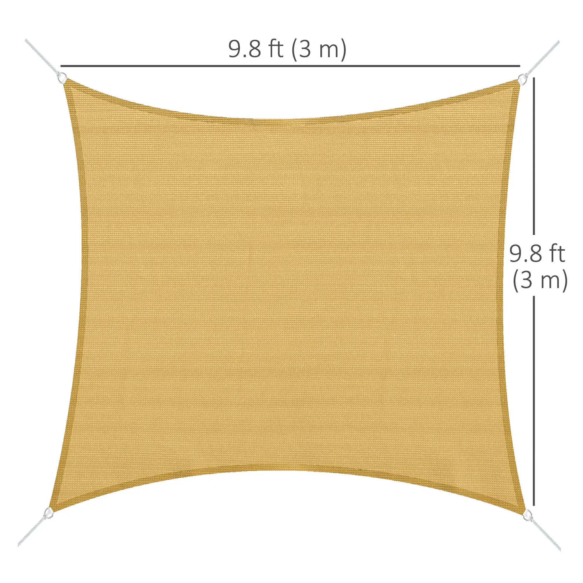 10ft x10ft Square Canopy, Sun Shade Sail, Garden Cover, UV Protector - Image 3