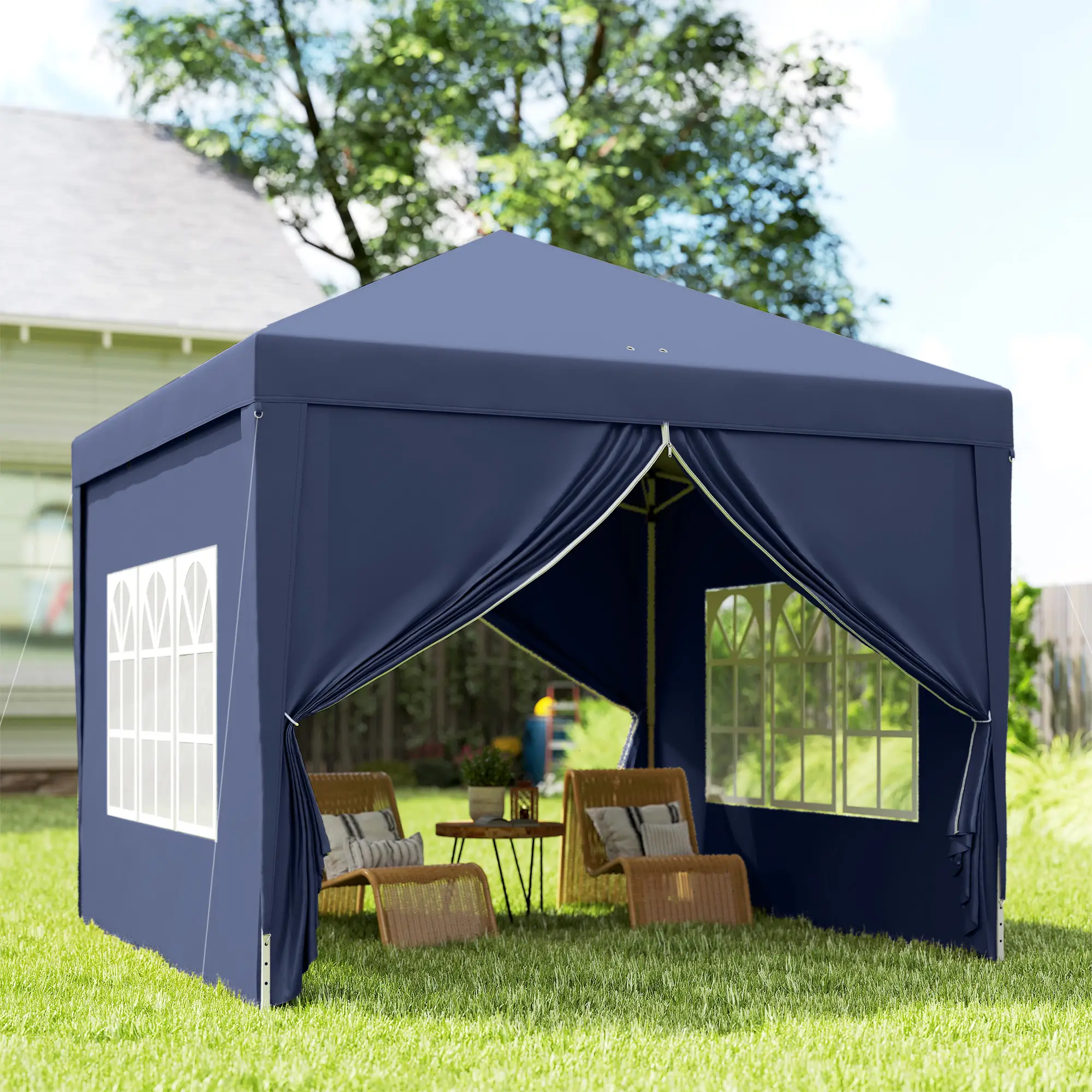 10'x10' Outdoor Pop Up Party Tent Wedding Gazebo Canopy, Blue - Image 10
