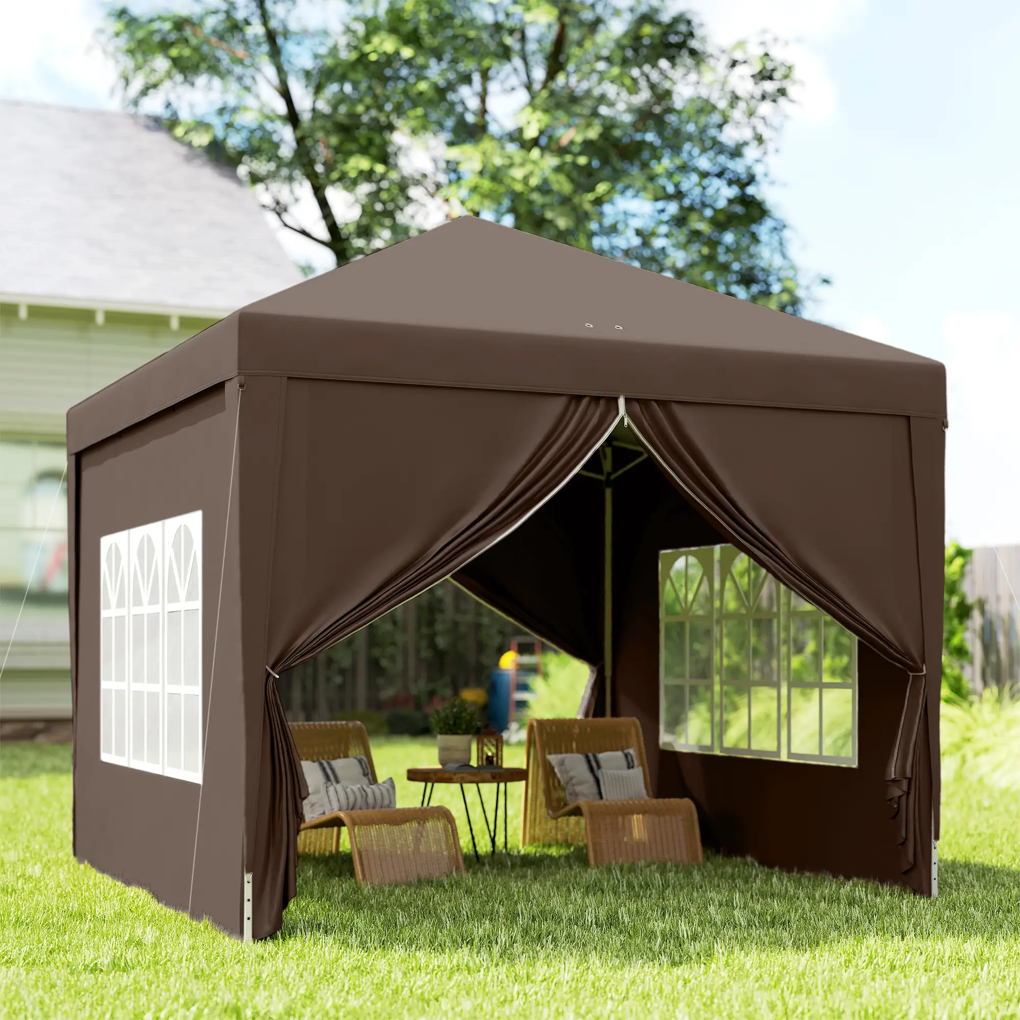 10'x10' Coffee Outdoor Pop Up Party Tent Wedding Gazebo - Image 10