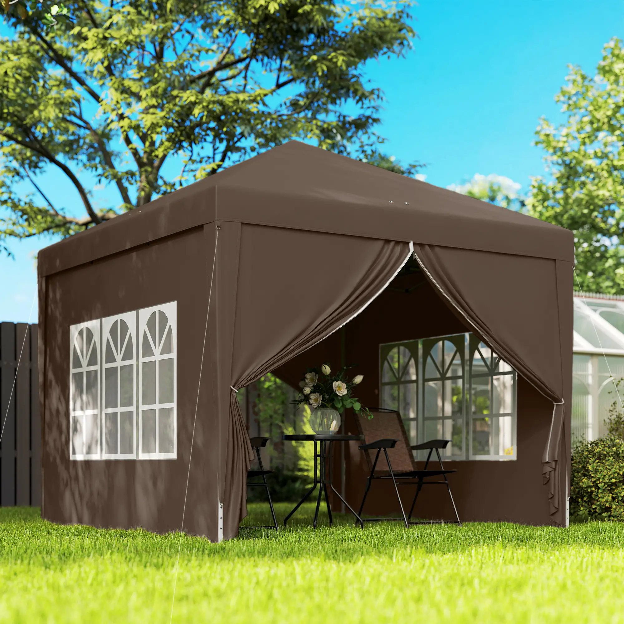 10'x10' Coffee Outdoor Pop Up Party Tent Wedding Gazebo - Image 2