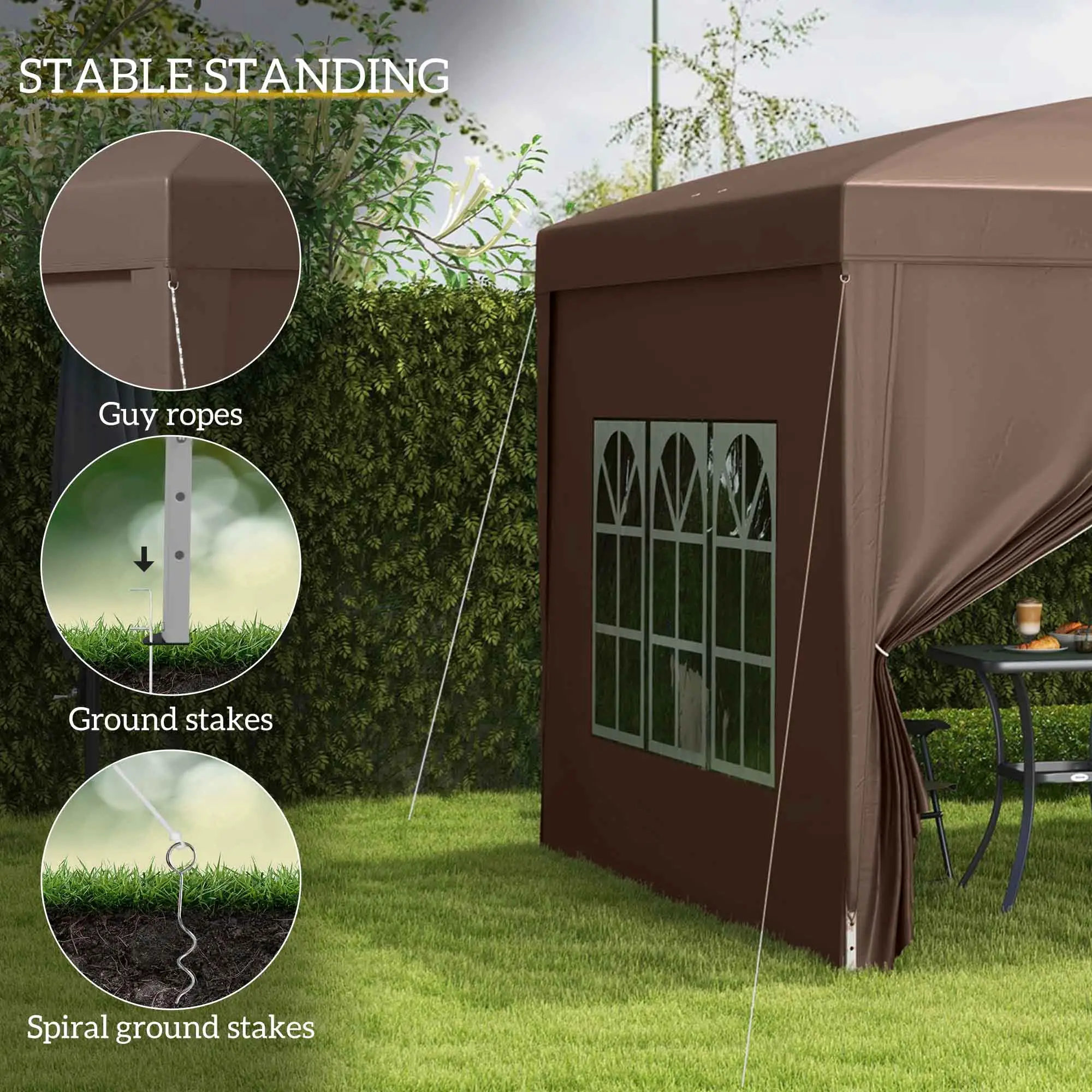 10'x10' Coffee Outdoor Pop Up Party Tent Wedding Gazebo - Image 6