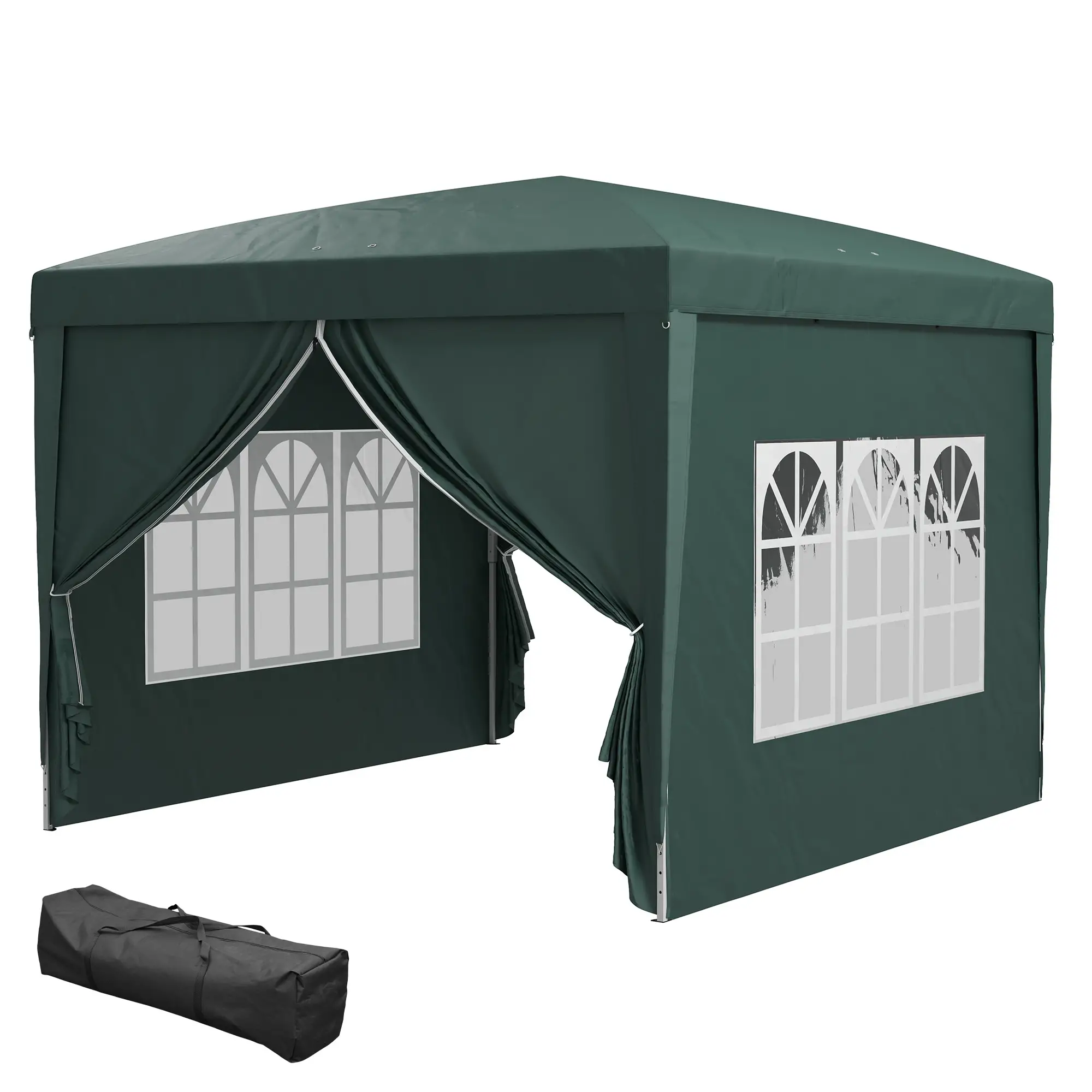 10'x10' Outdoor Pop Up Party Tent Wedding Gazebo, Dark Green