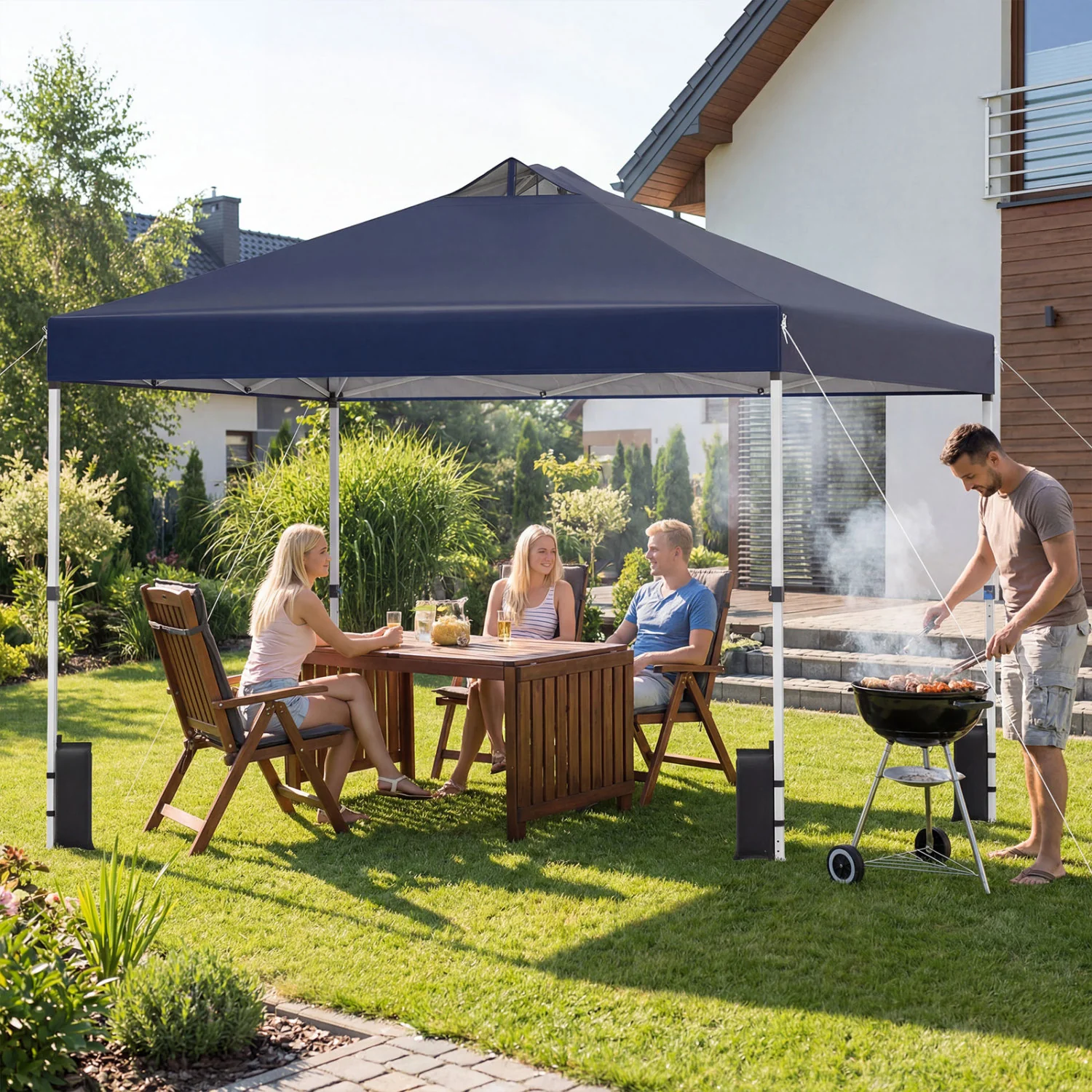 10x10 Feet Outdoor Commercial Pop Up Canopy Tent, Blue - Image 2