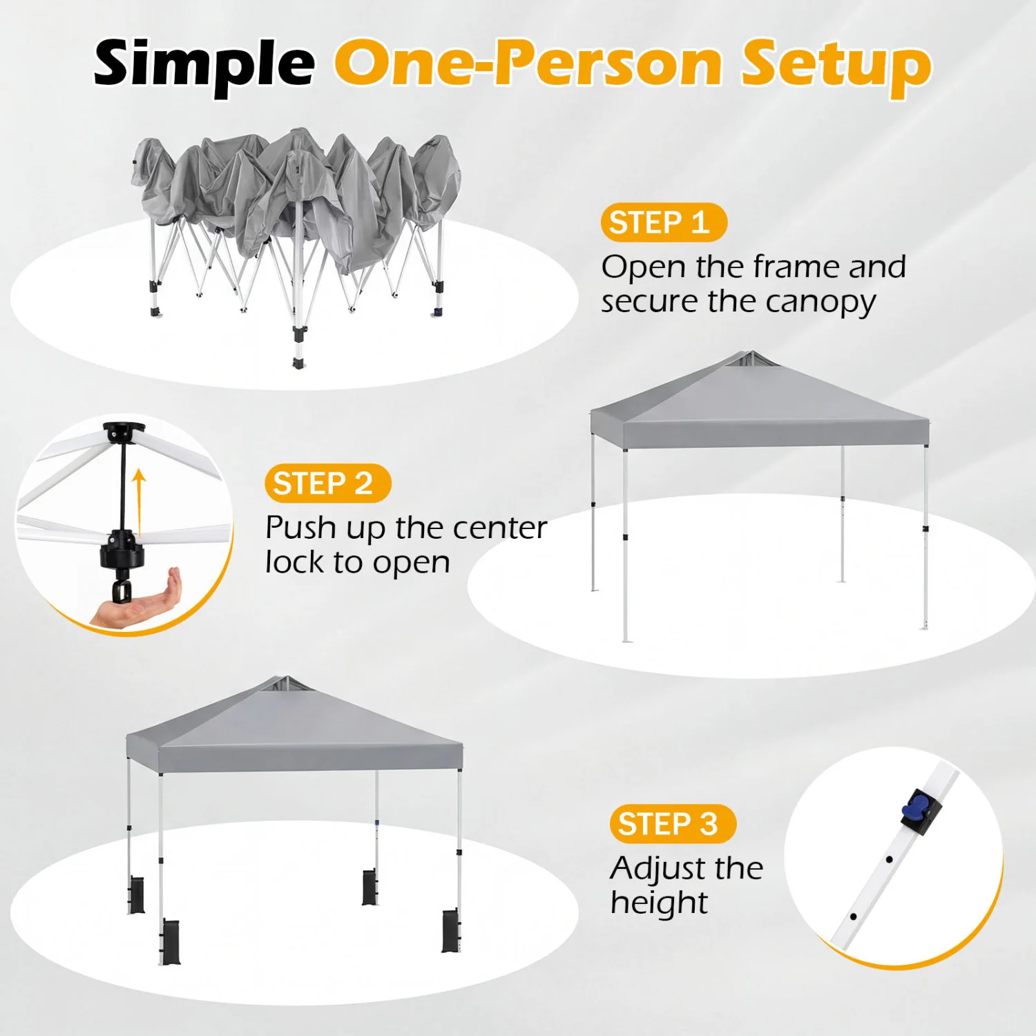 10x10 Feet Outdoor Commercial Pop Up Canopy Tent, Gray - Image 10