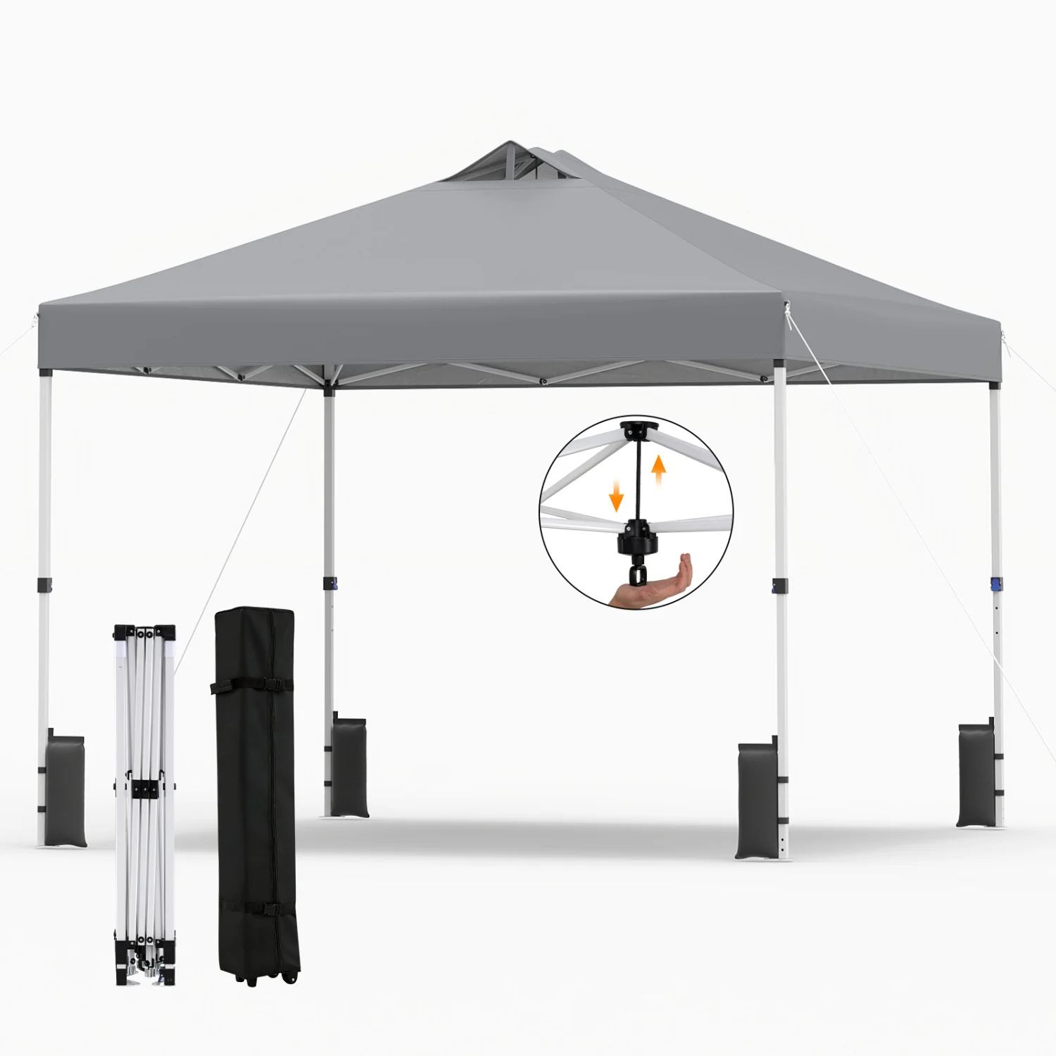 10x10 Feet Outdoor Commercial Pop Up Canopy Tent, Gray - Image 5