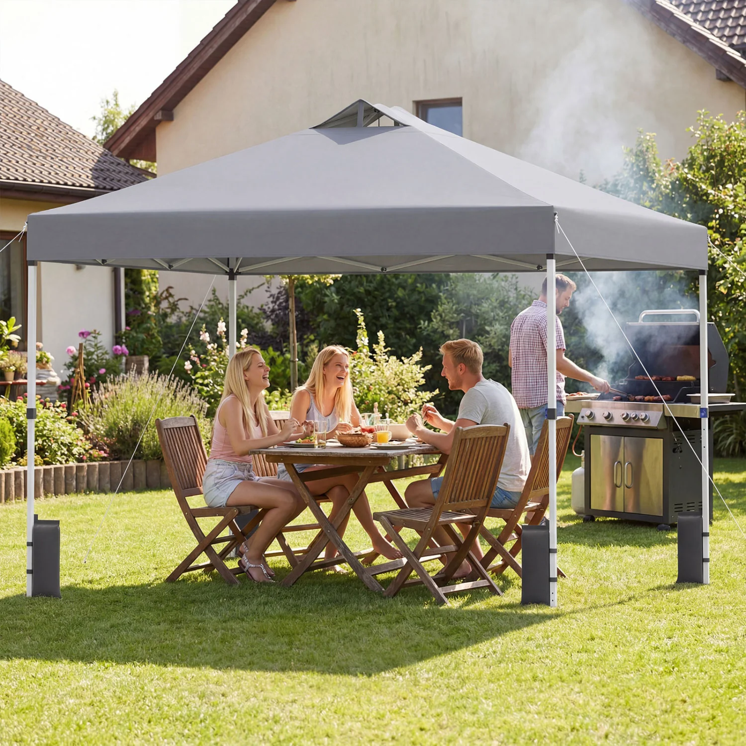 10x10 Feet Outdoor Commercial Pop Up Canopy Tent, Gray - Image 7