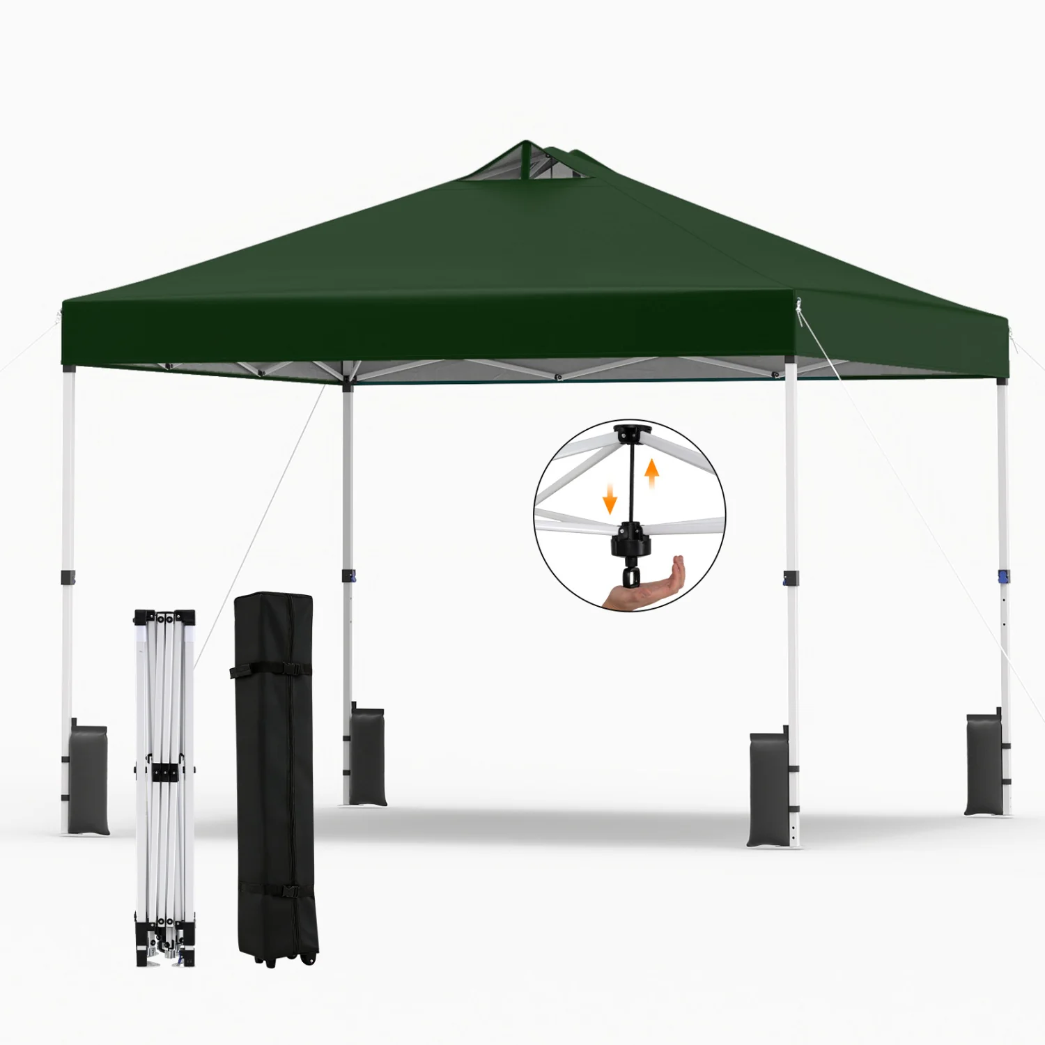 10x10 Feet Outdoor Commercial Pop Up Canopy Tent, Green