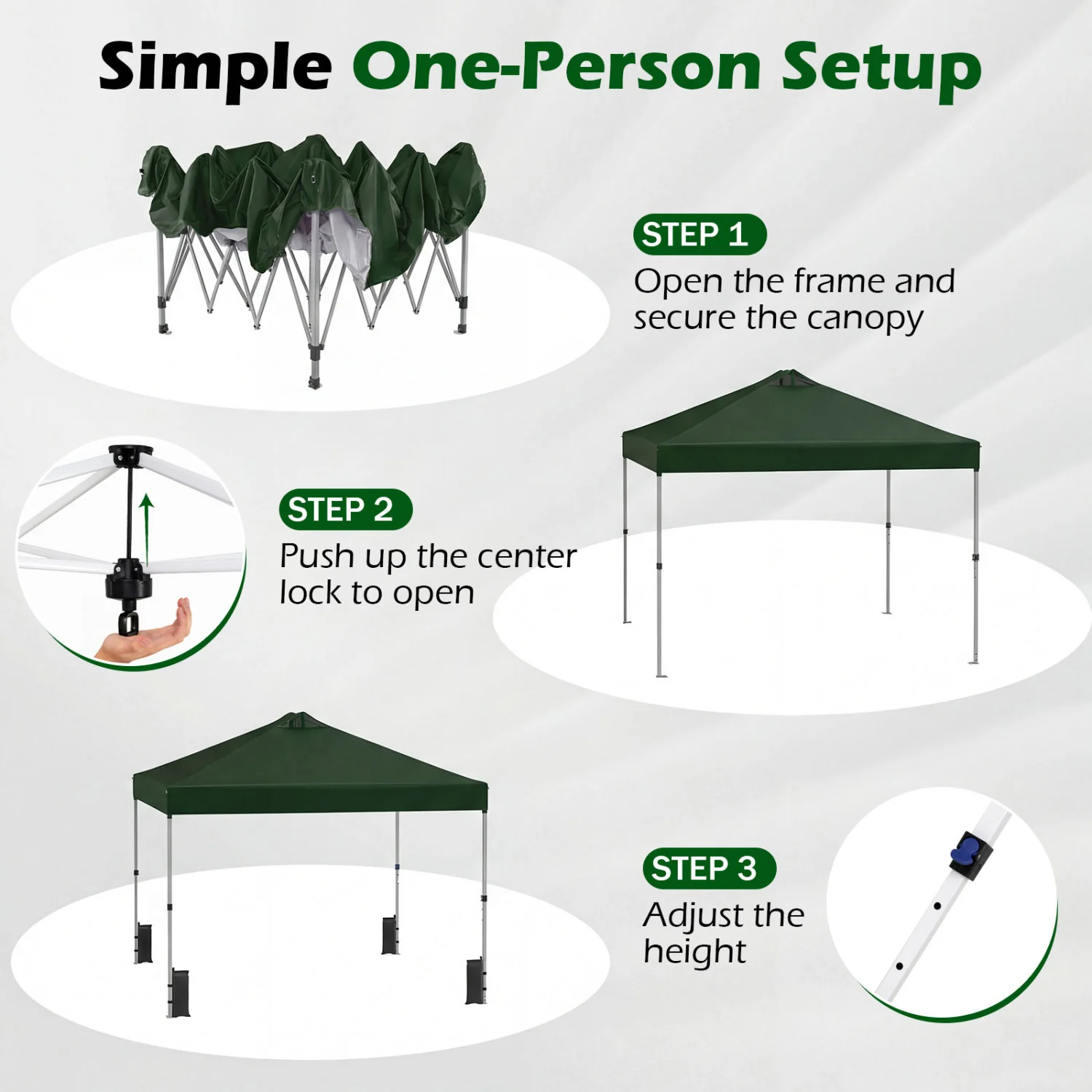 10x10 Feet Outdoor Commercial Pop Up Canopy Tent, Green - Image 10