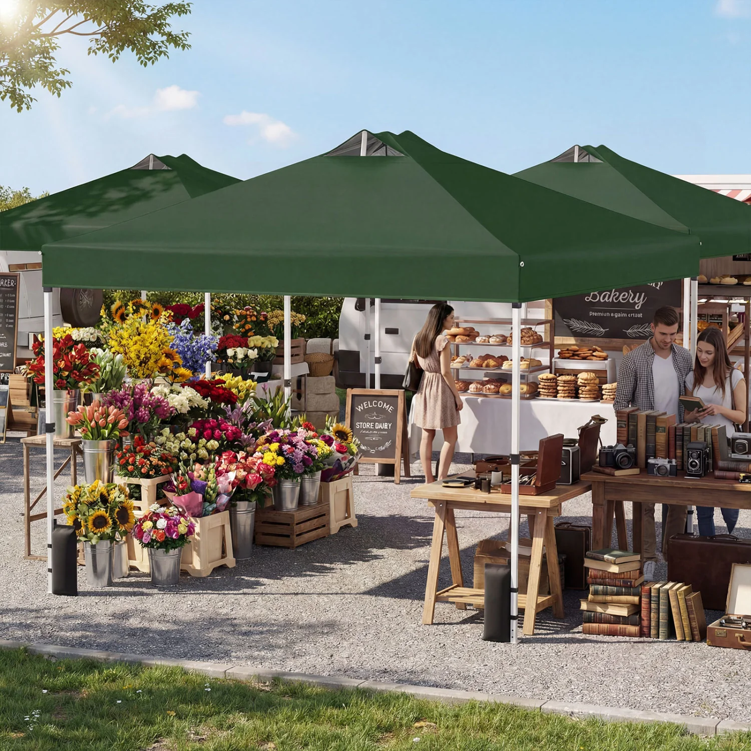 10x10 Feet Outdoor Commercial Pop Up Canopy Tent, Green - Image 3