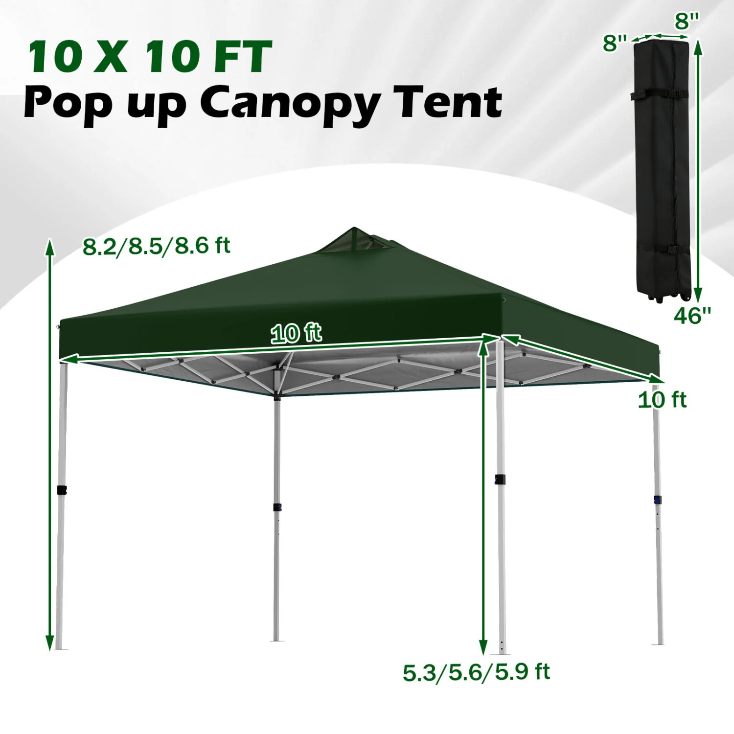 10x10 Feet Outdoor Commercial Pop Up Canopy Tent, Green - Image 6