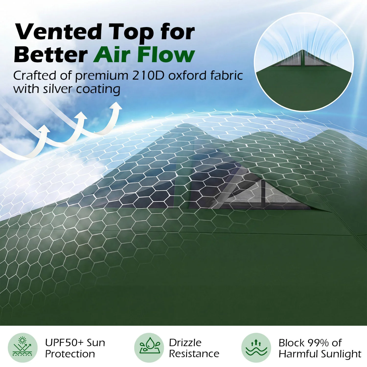 10x10 Feet Outdoor Commercial Pop Up Canopy Tent, Green - Image 8