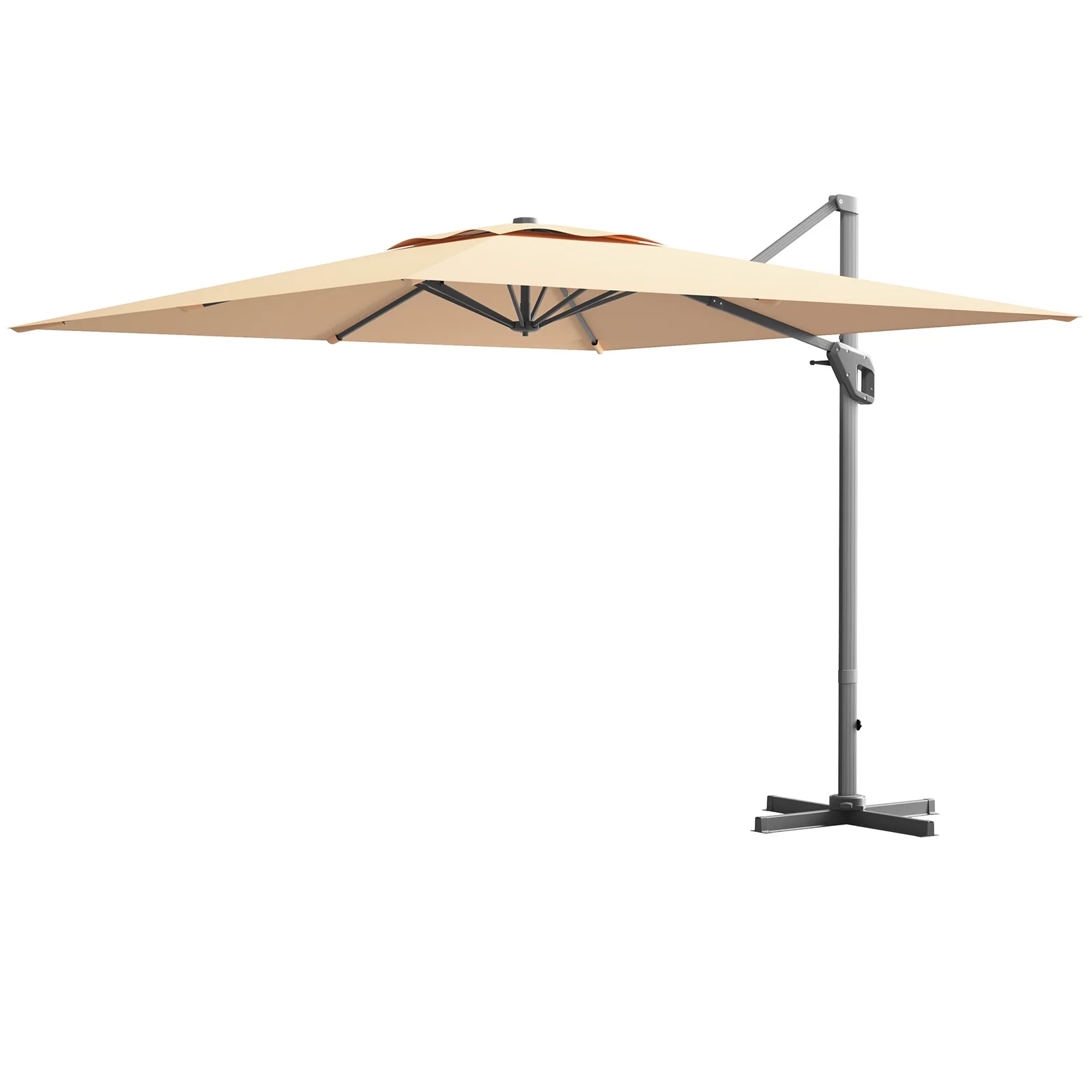 10x10 Feet Patio Cantilever Umbrella, Aluminum 360-Degree Rotation Tilt, Beige - Image 10
