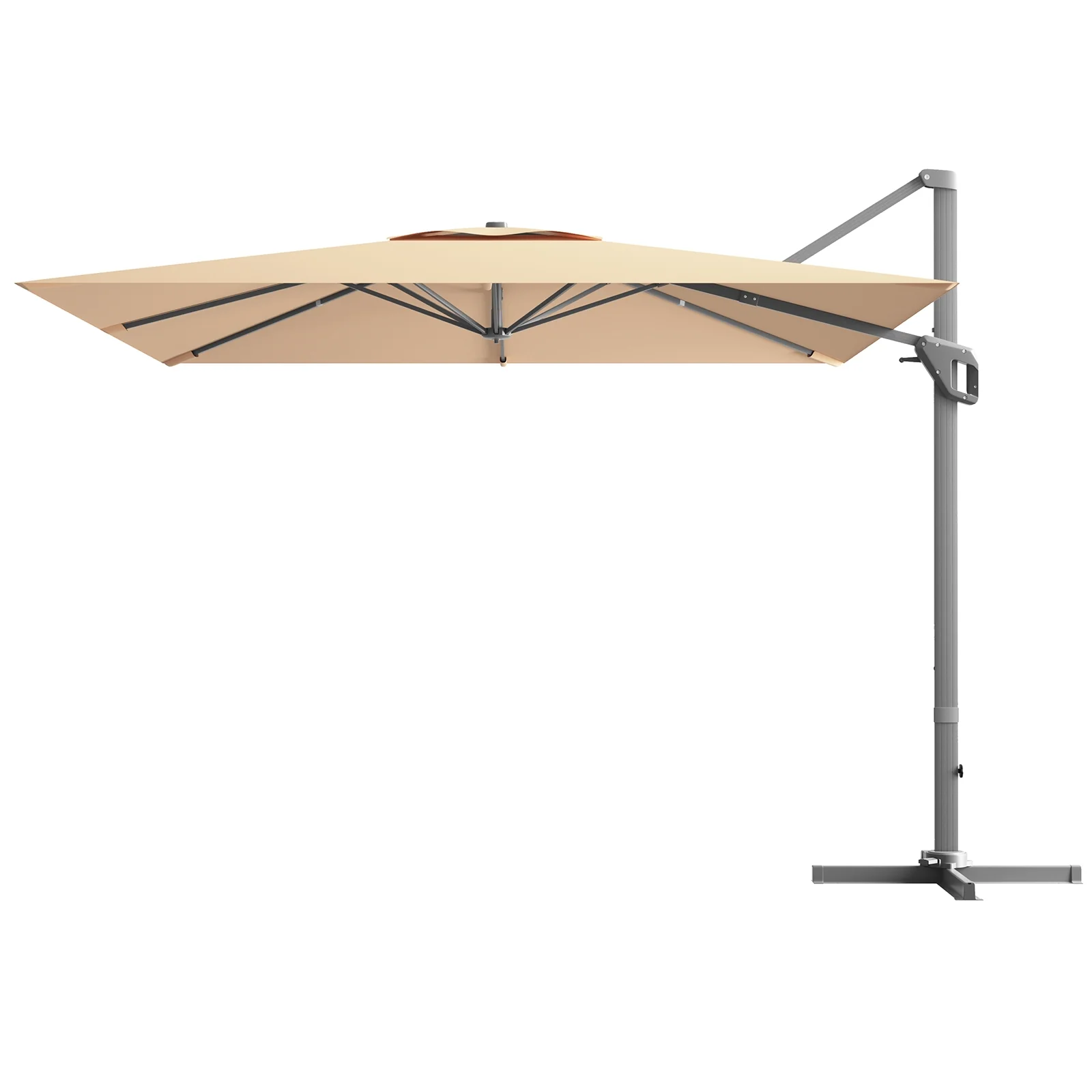 10x10 Feet Patio Cantilever Umbrella, Aluminum 360-Degree Rotation Tilt, Beige - Image 5