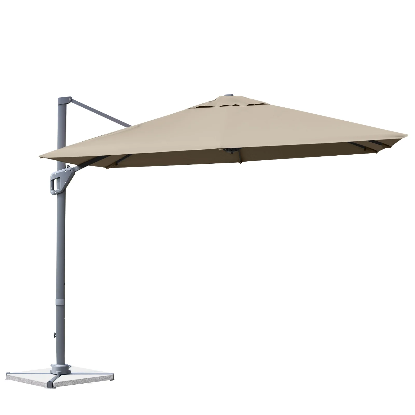 10x10 Feet Patio Cantilever Umbrella, Aluminum 360-Degree Rotation Tilt, Coffee - Image 4