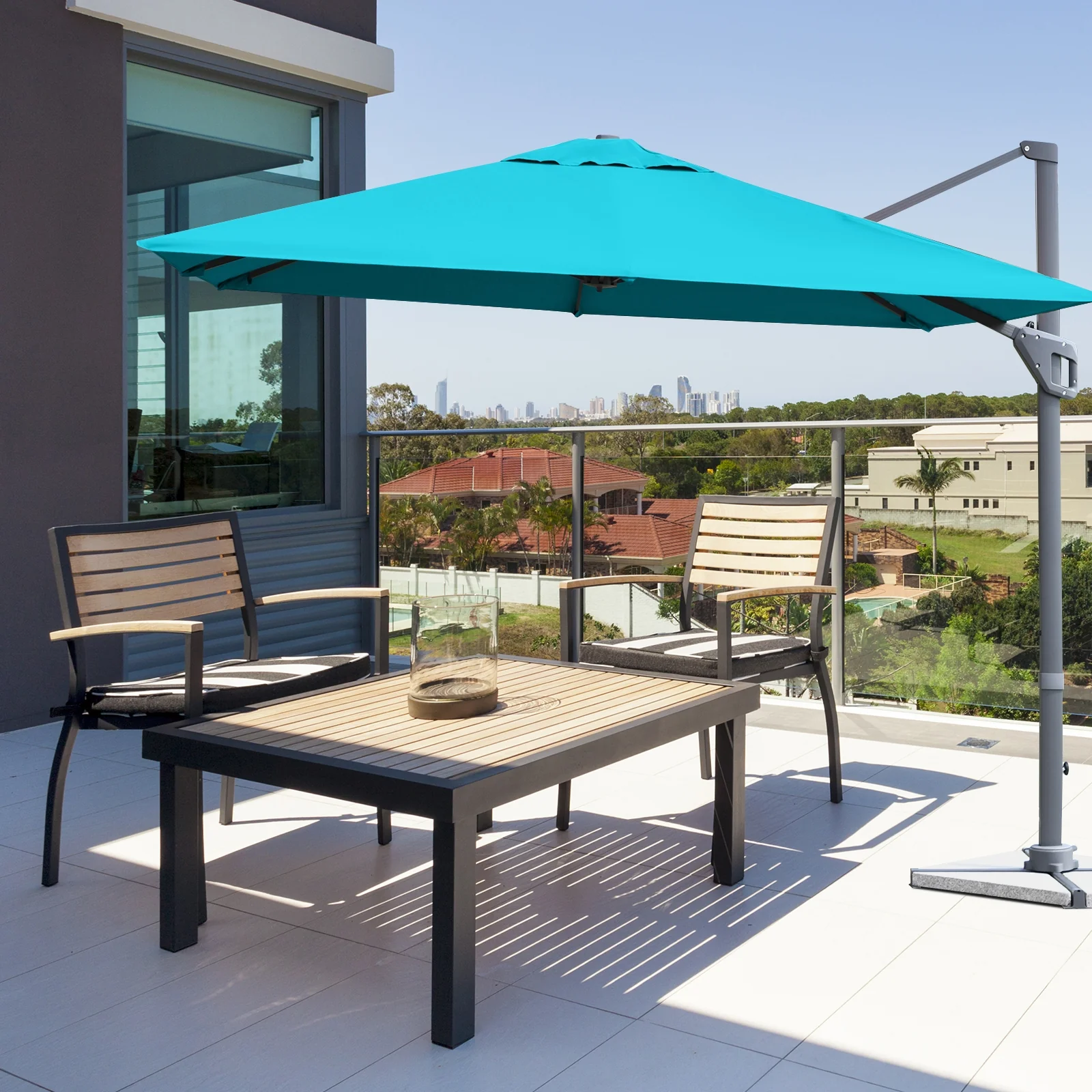 10x10 Feet Patio Umbrella, Aluminum 360-Degree Rotation Tilt, Turquoise - Image 7