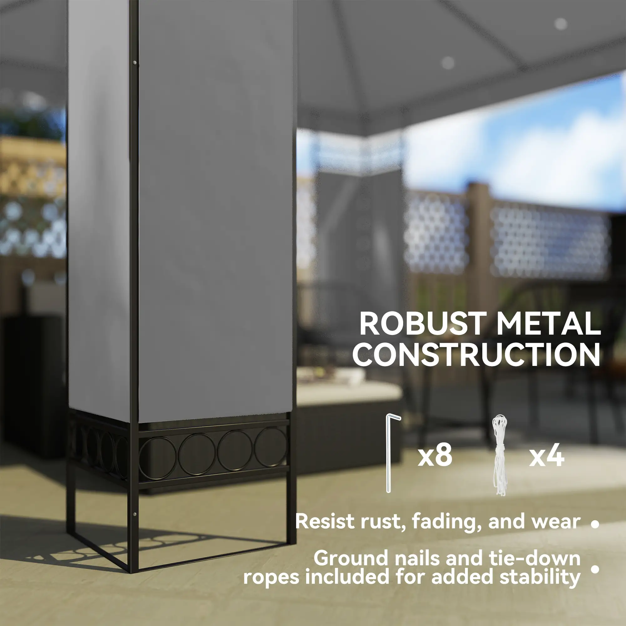 10x10 FT Canopy Gazebo, Double Roof With Screen Panels, Light Grey - Image 9