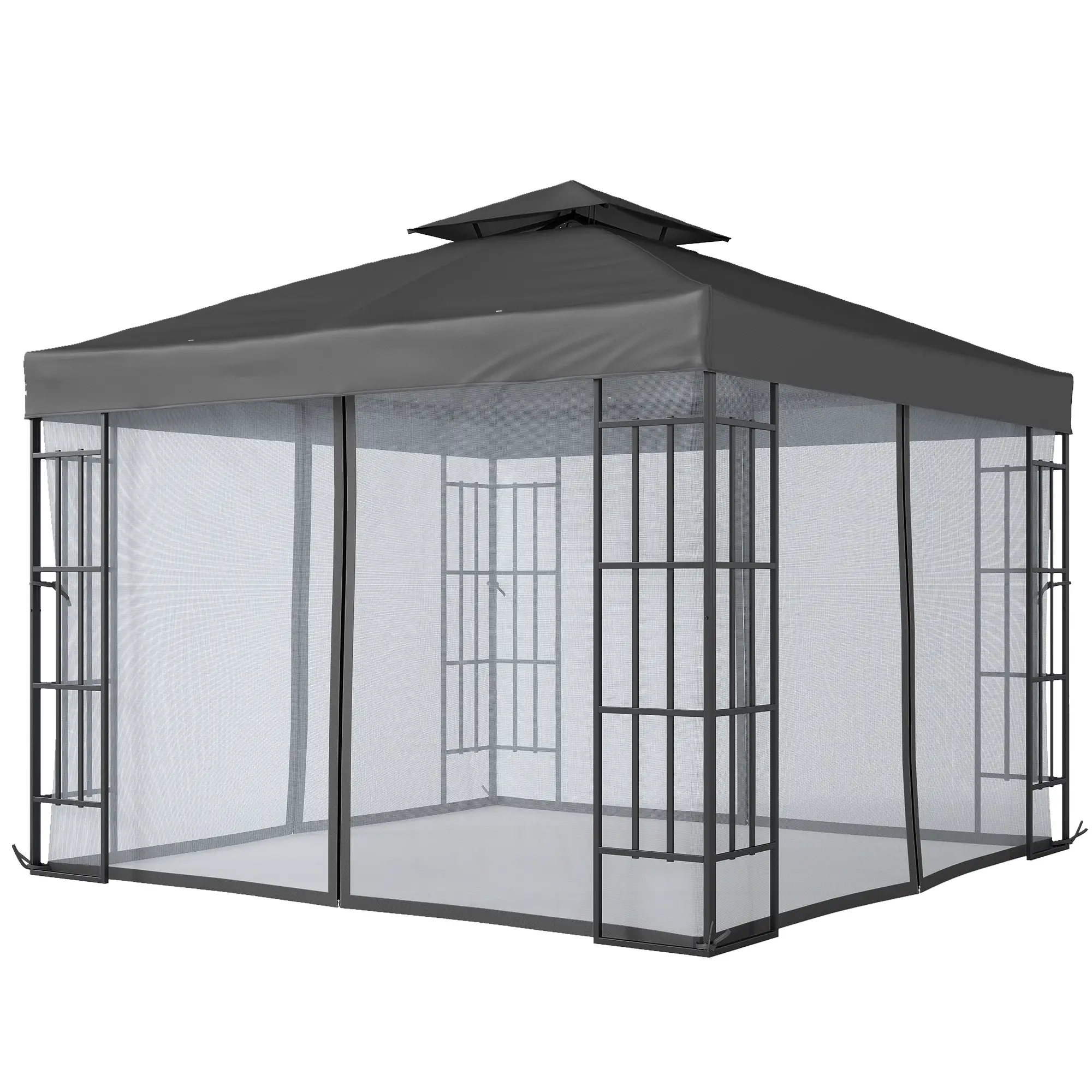 10'x10' Garden Gazebo, Portable Patio Canopy, Dark Grey