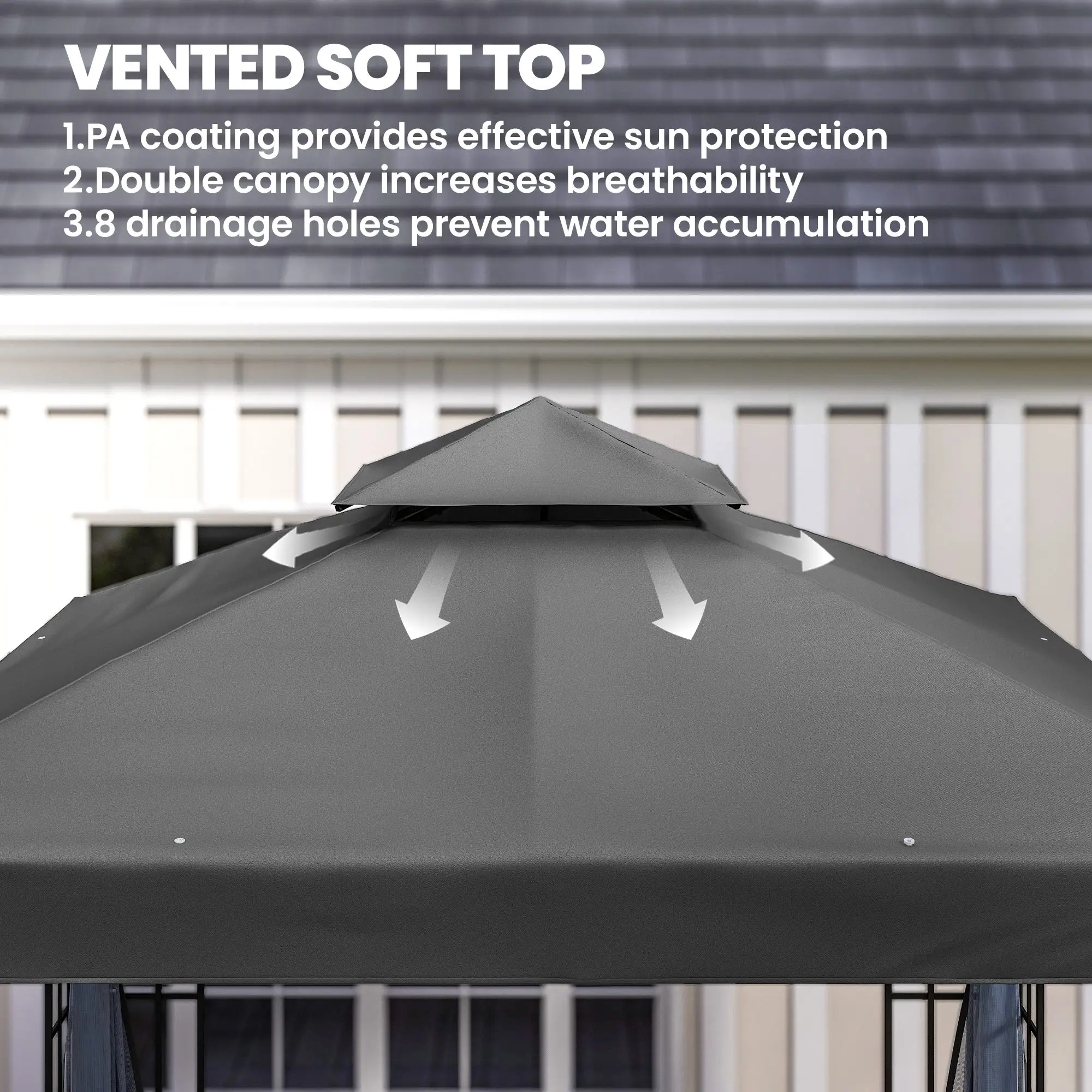 10'x10' Garden Gazebo, Portable Patio Canopy, Dark Grey - Image 4