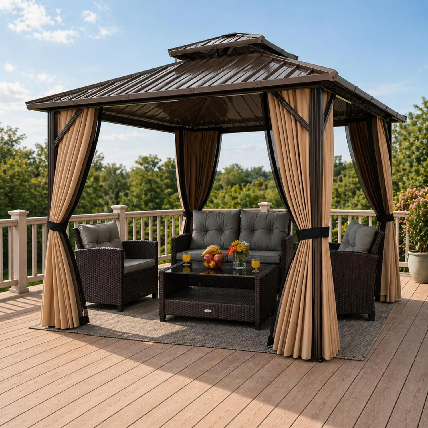 10x10 Hardtop Gazebo With 4-Piece Patio Conversation Set