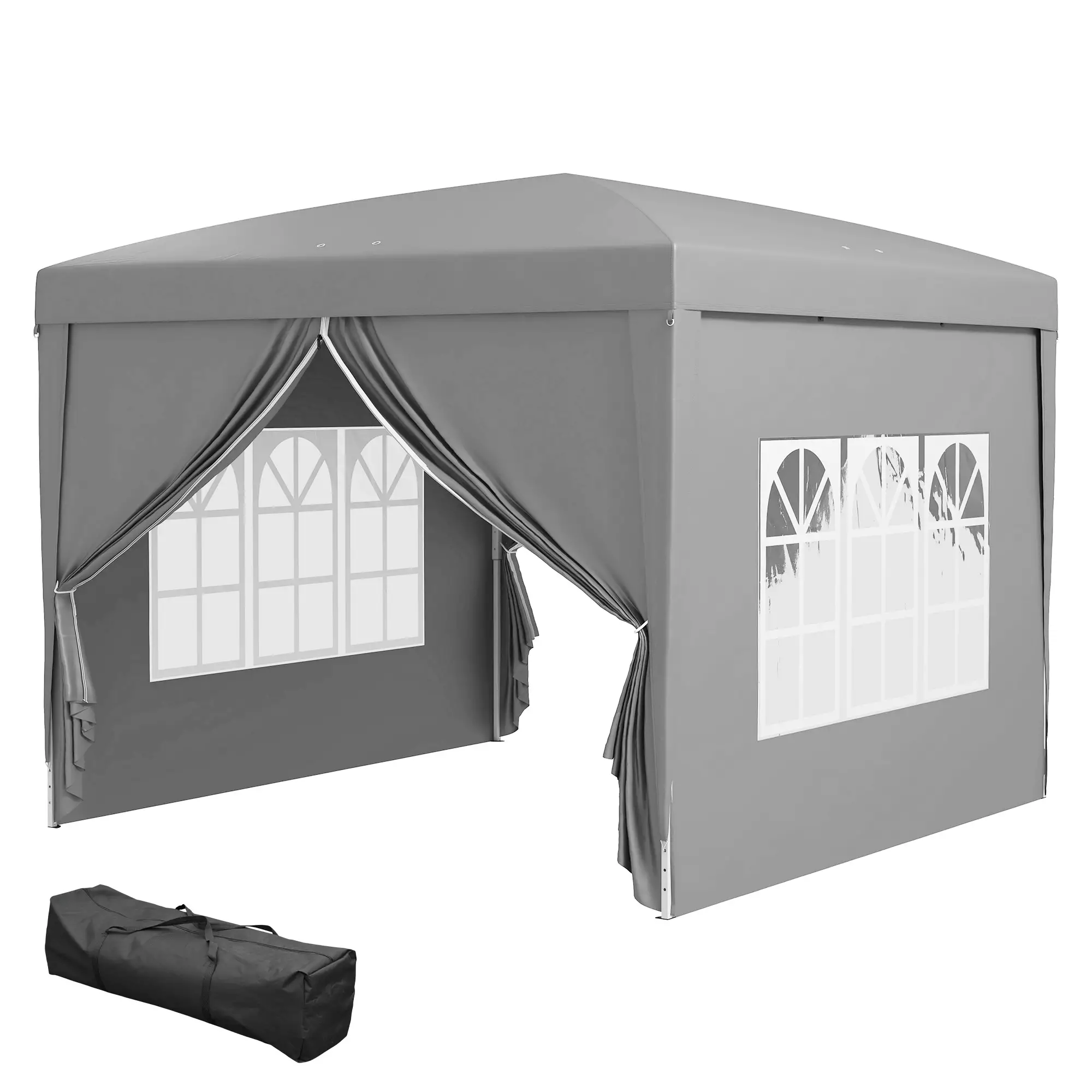 10'x10' Light Grey Outdoor Pop Up Party Tent Wedding Gazebo Canopy, Light Grey