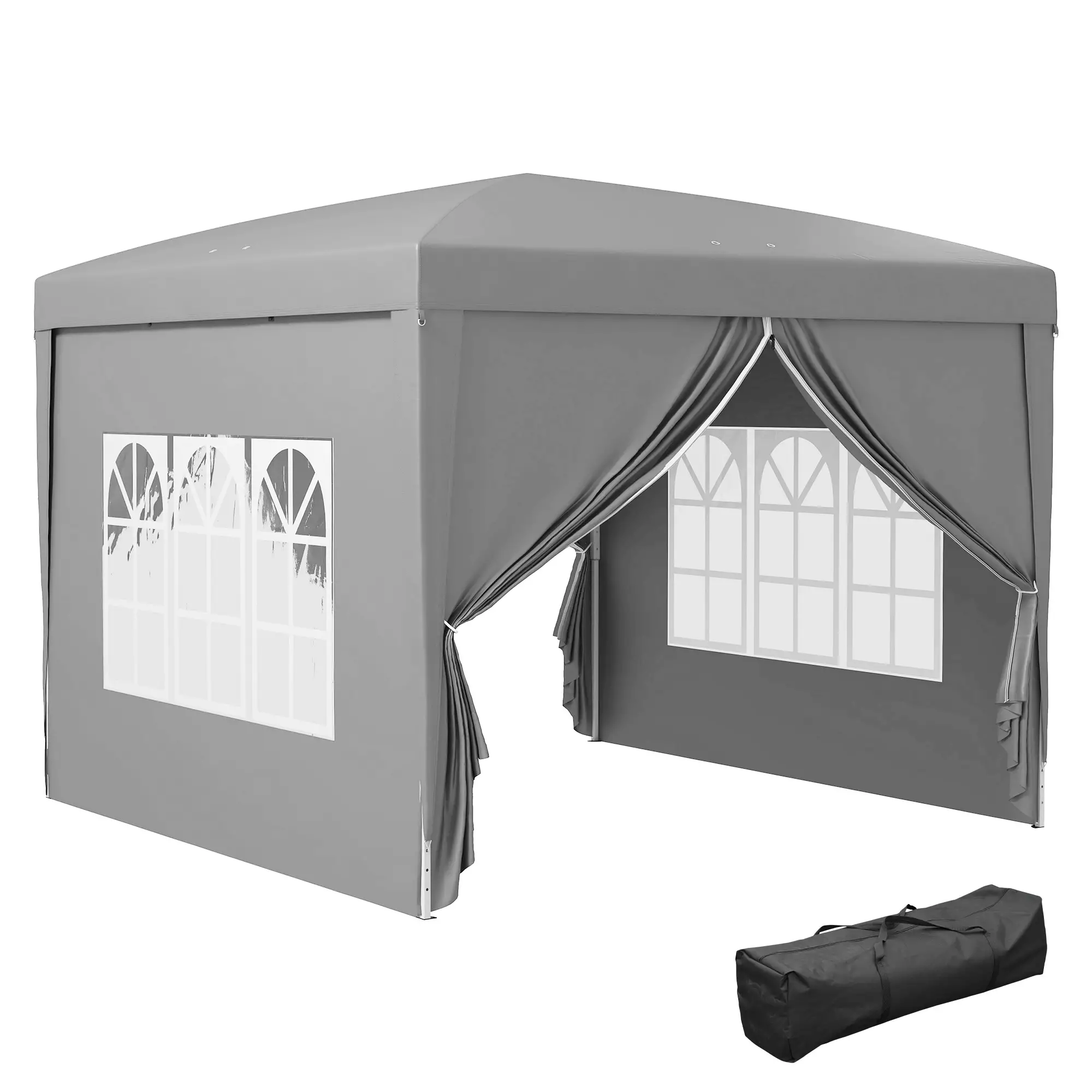 10'x10' Light Grey Outdoor Pop Up Party Tent Wedding Gazebo Canopy, Light Grey - Image 11