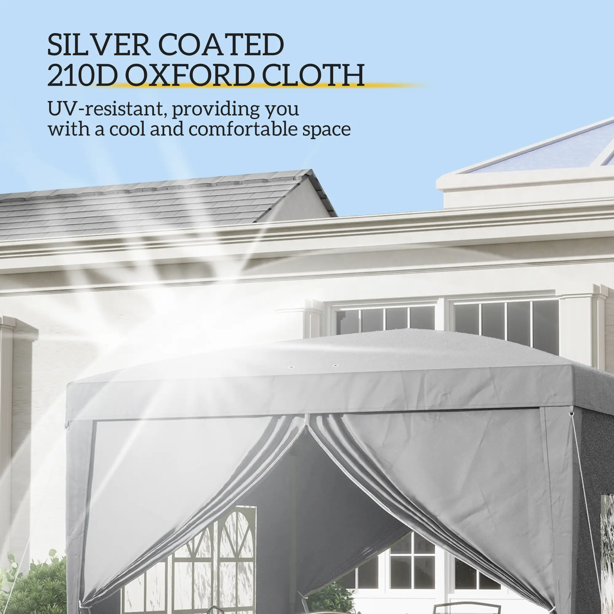10'x10' Light Grey Outdoor Pop Up Party Tent Wedding Gazebo Canopy, Light Grey - Image 5