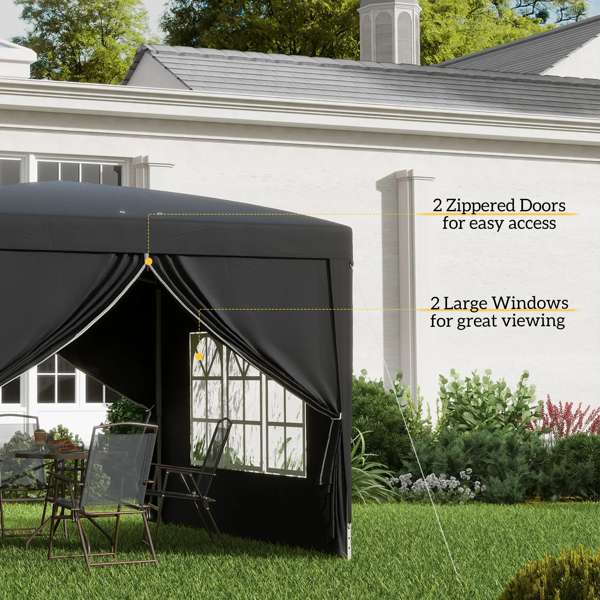 10'x10' Outdoor Pop Up Party Tent Wedding Gazebo Canopy, Black - Image 7