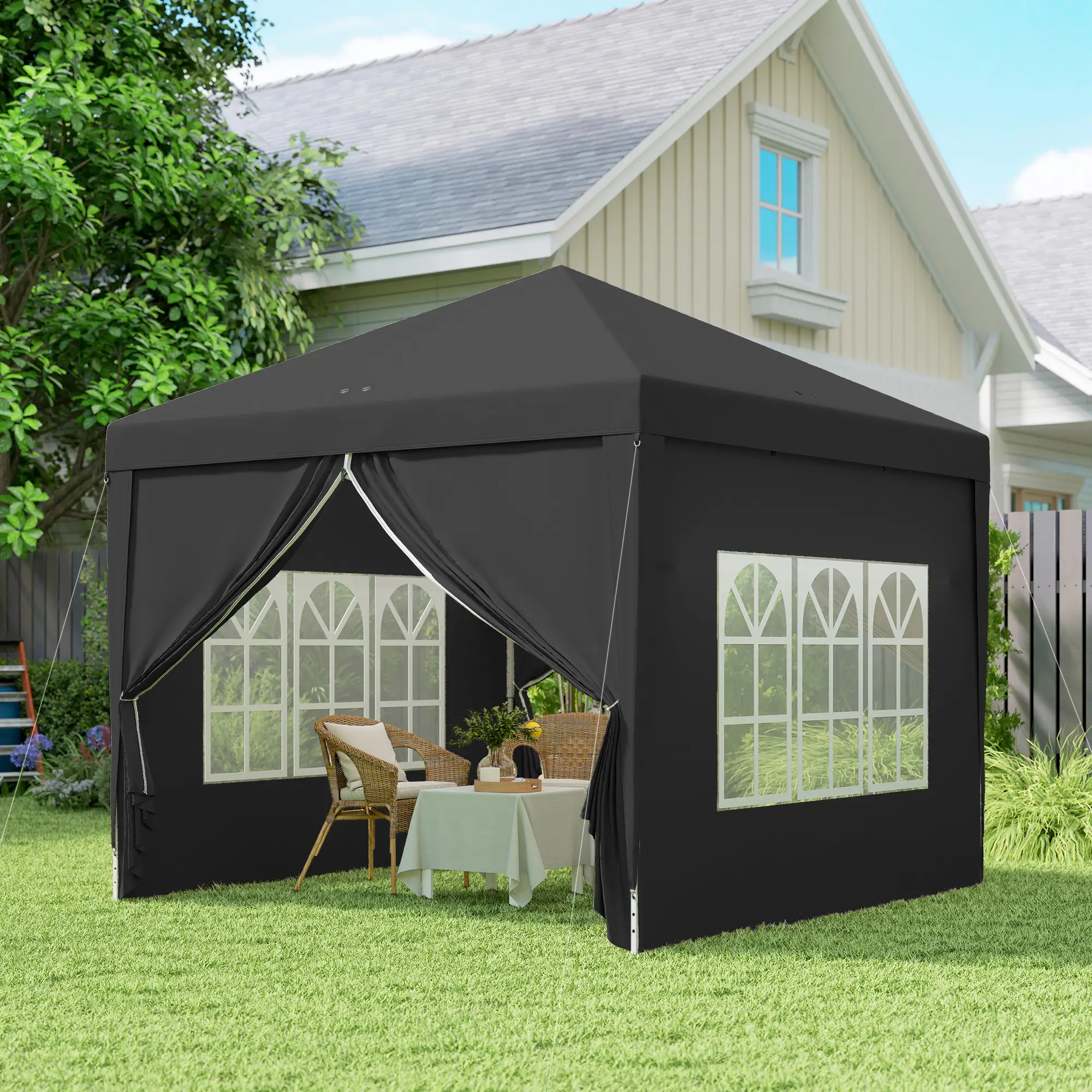 10'x10' Outdoor Pop Up Party Tent Wedding Gazebo Canopy, Black - Image 9