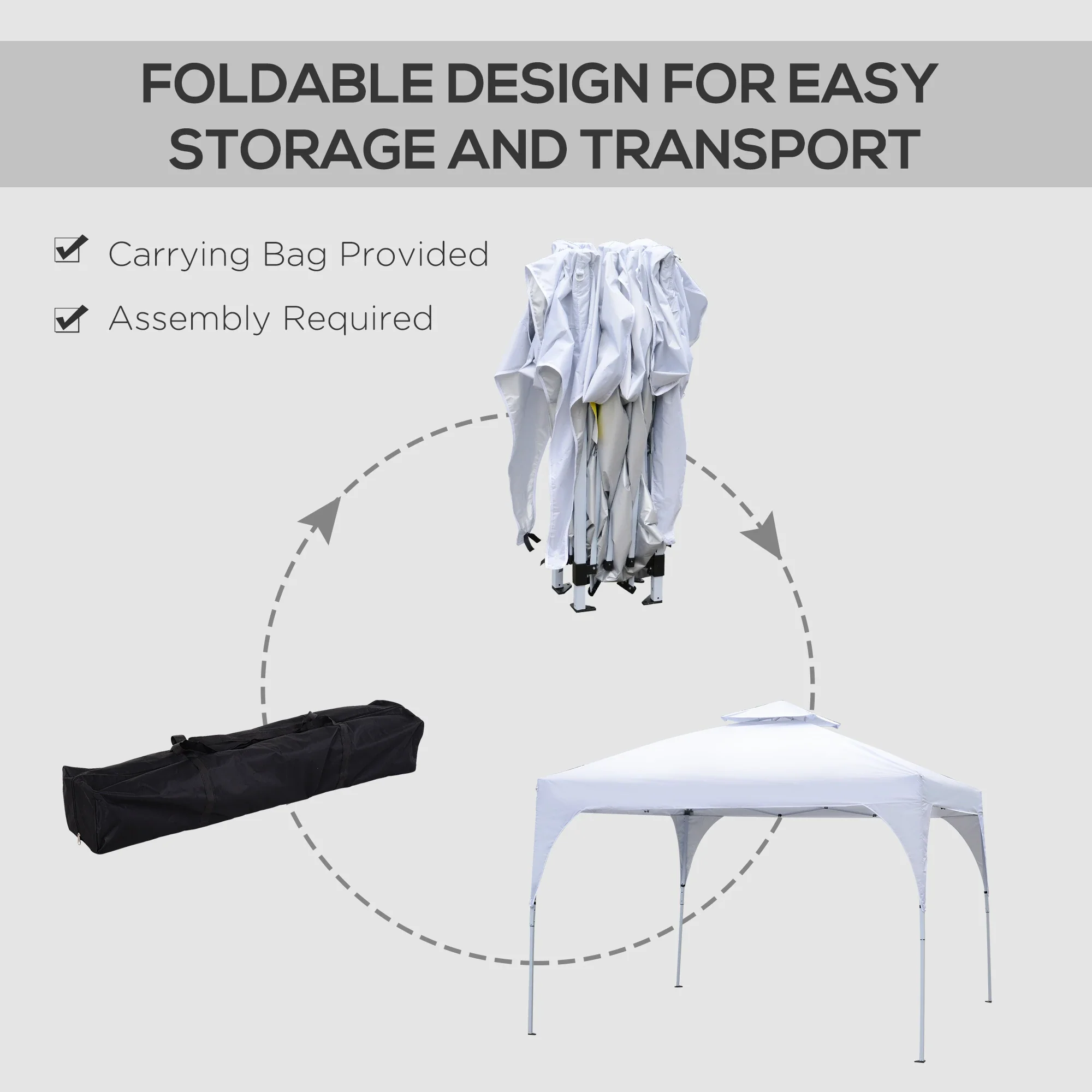 10'x10' Pop Up Canopy, Easy Set Up Party Tent, 2 Tier Vented Roof, Carrying Bag, White - Image 5