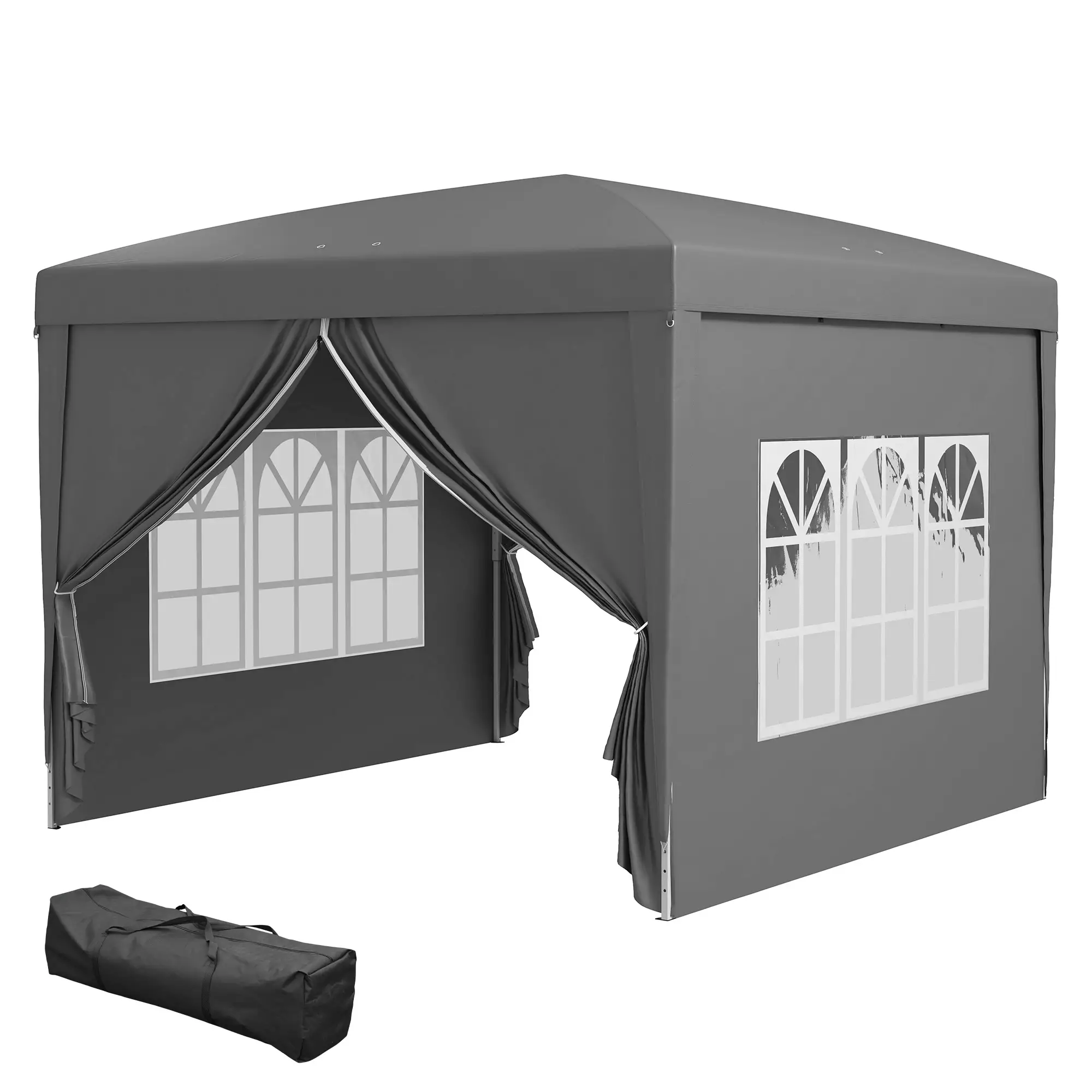 10'x10' Pop Up Party Tent, Wedding Gazebo Canopy, Grey