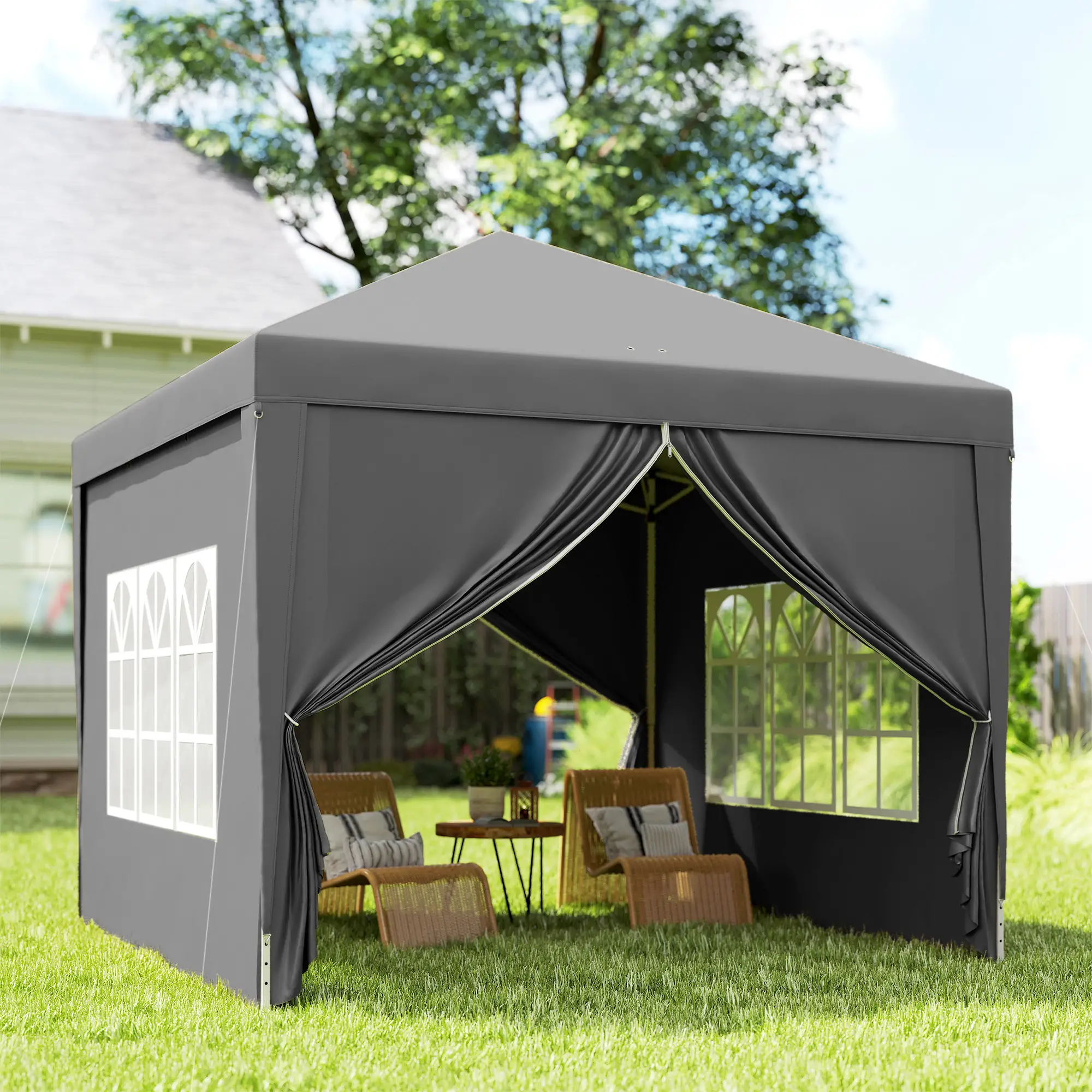 10'x10' Pop Up Party Tent, Wedding Gazebo Canopy, Grey - Image 10