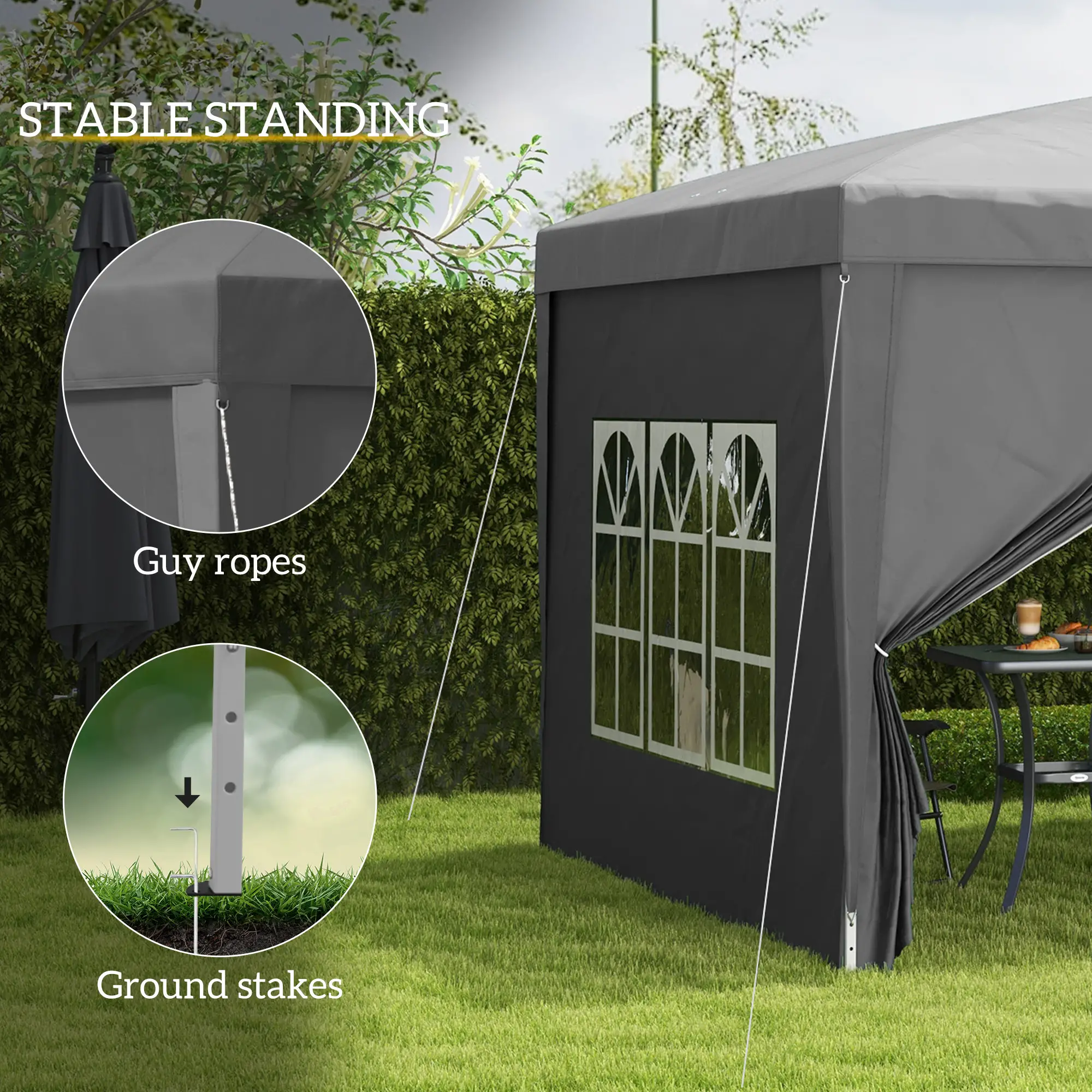 10'x10' Pop Up Party Tent, Wedding Gazebo Canopy, Grey - Image 6