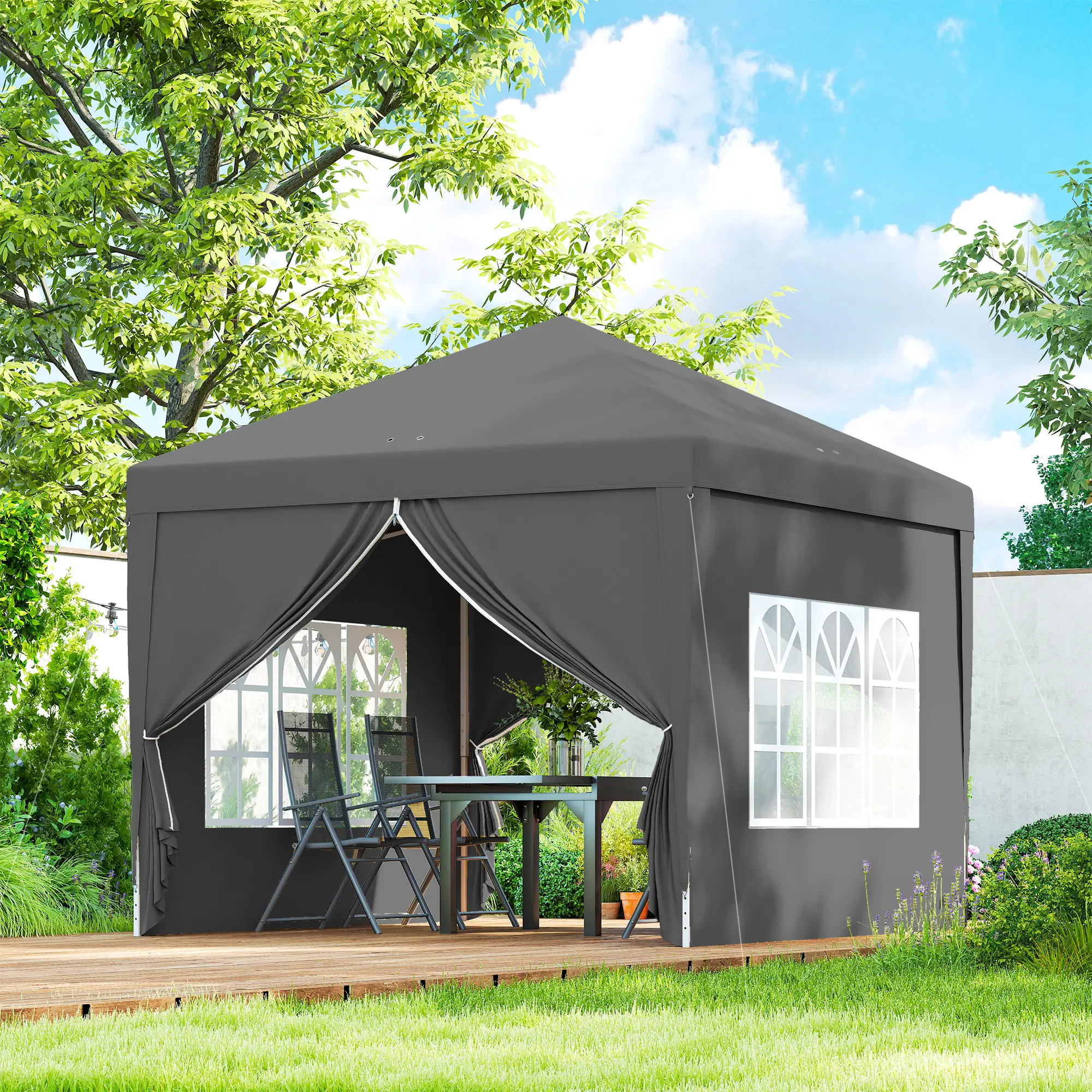 10'x10' Pop Up Party Tent, Wedding Gazebo Canopy, Grey - Image 8