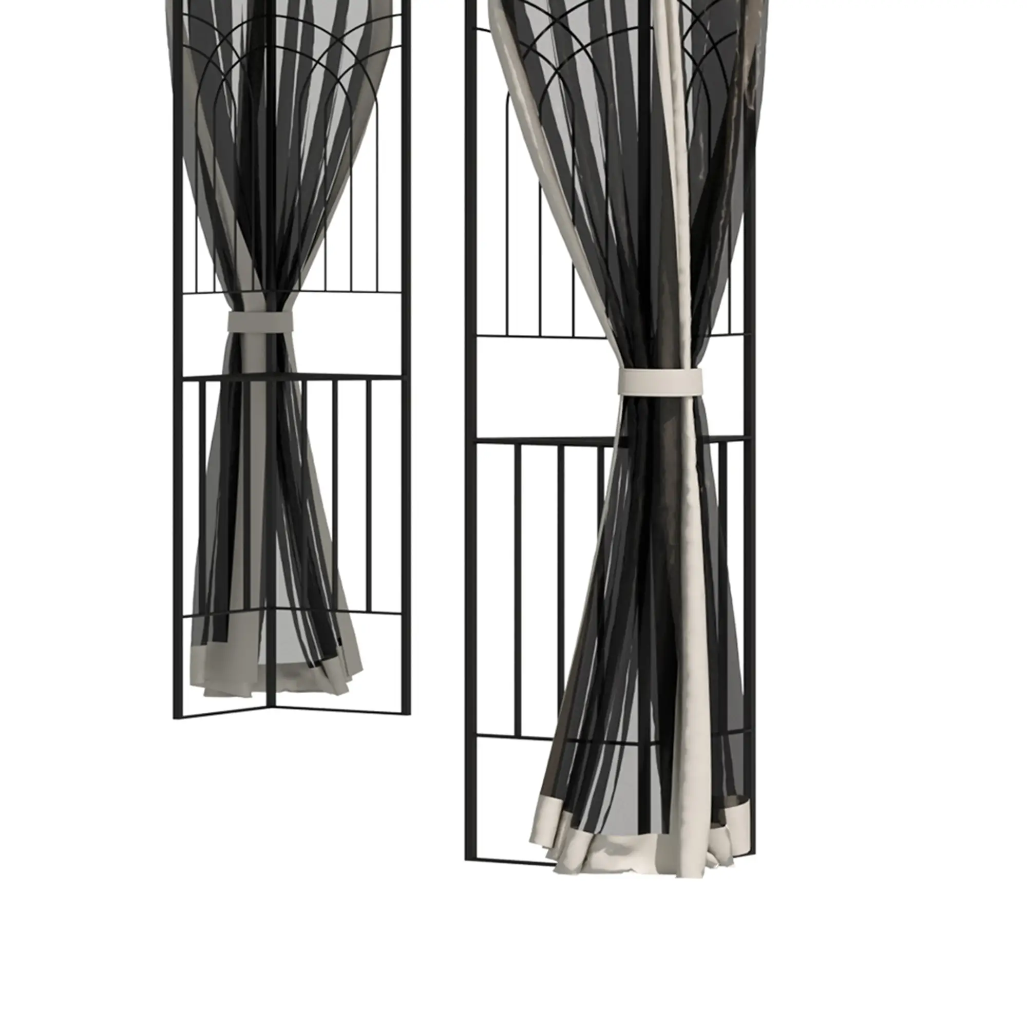 10'x10' Soft-Top Gazebo, Double Tier Roof, Mesh Curtains, Beige - Image 10