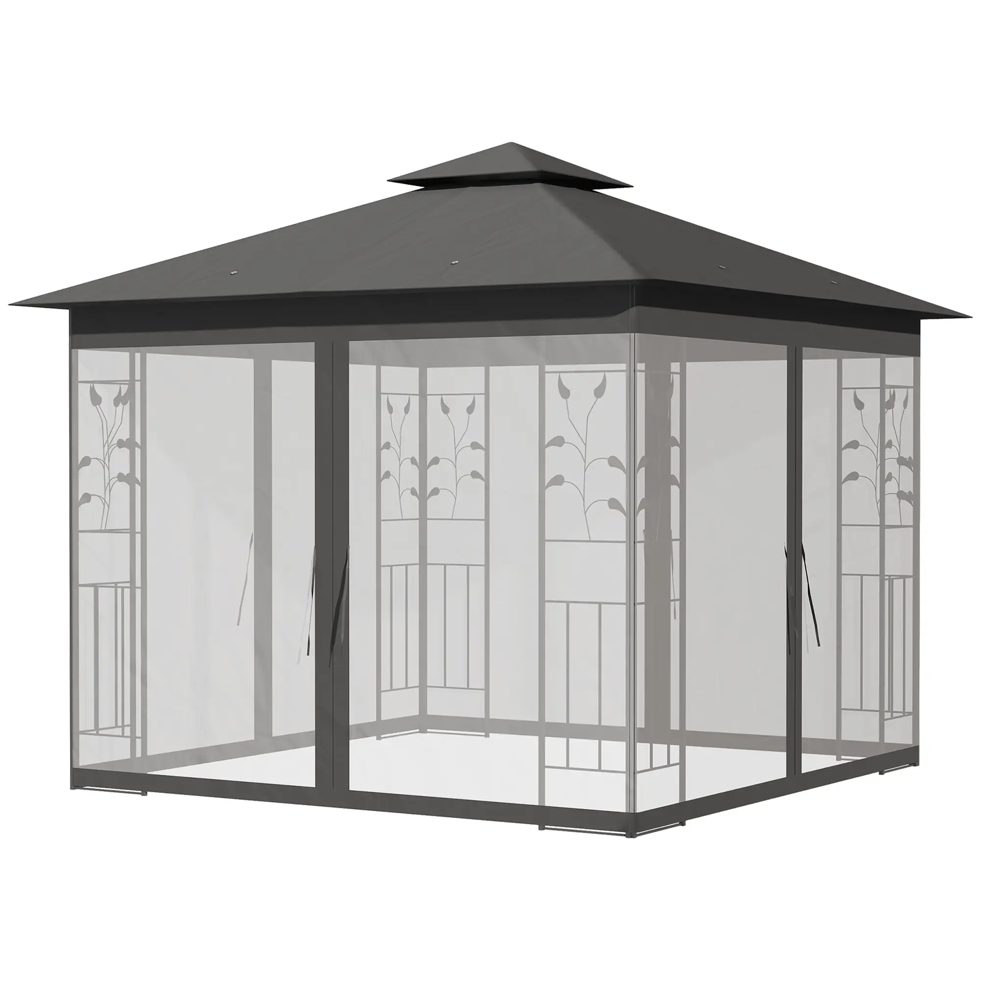 10'x10' Steel Patio Gazebo, Soft-Top, Polyester Roof, Grey