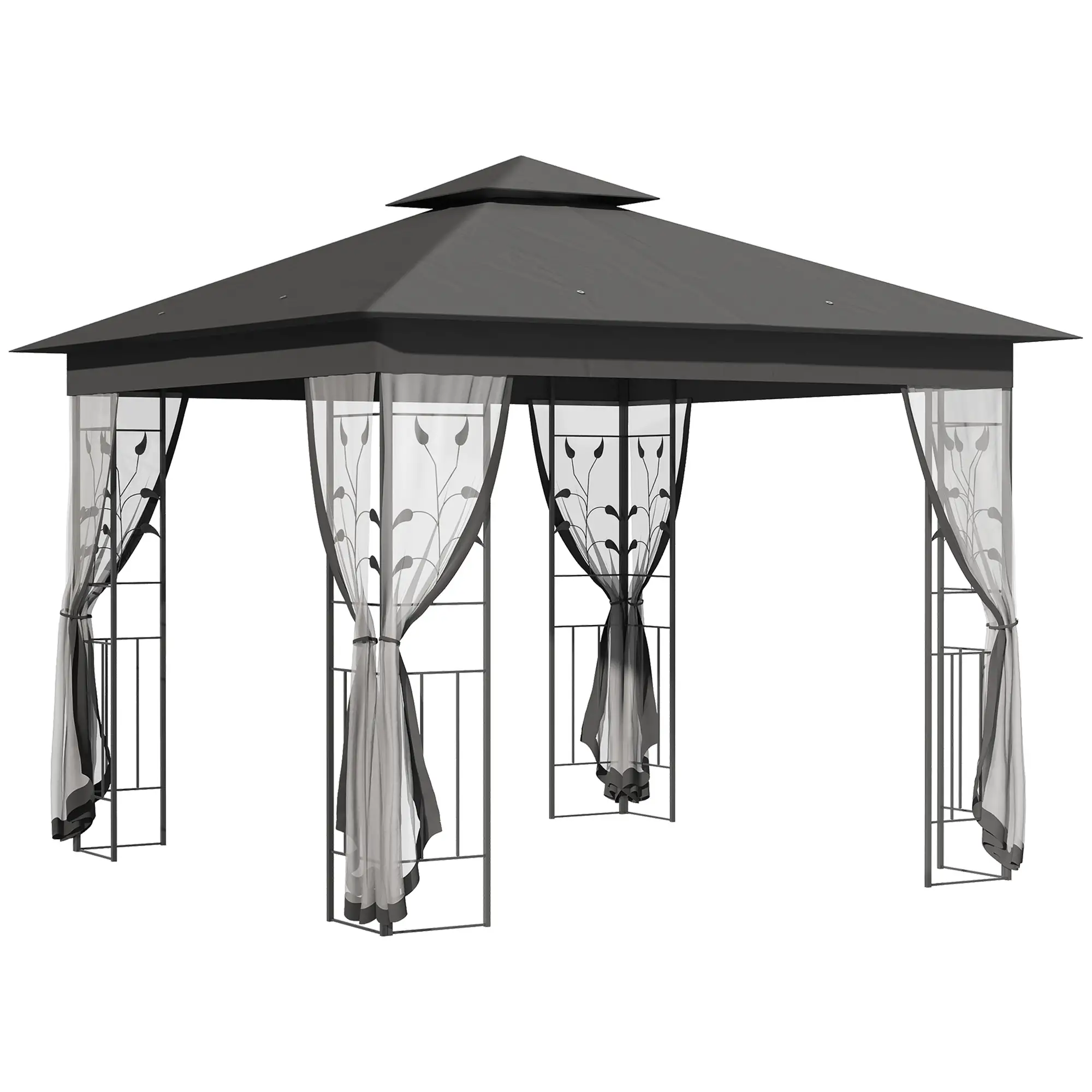 10'x10' Steel Patio Gazebo, Soft-Top, Polyester Roof, Grey - Image 11