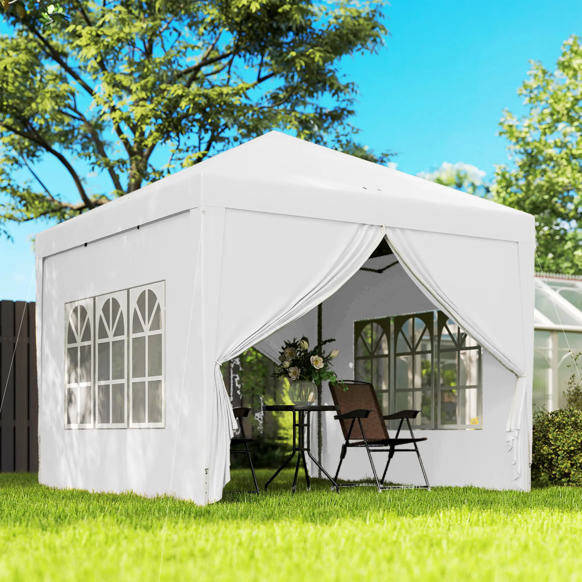 10'x10' White Outdoor Pop Up Party Tent Wedding Gazebo Canopy, White - Image 8