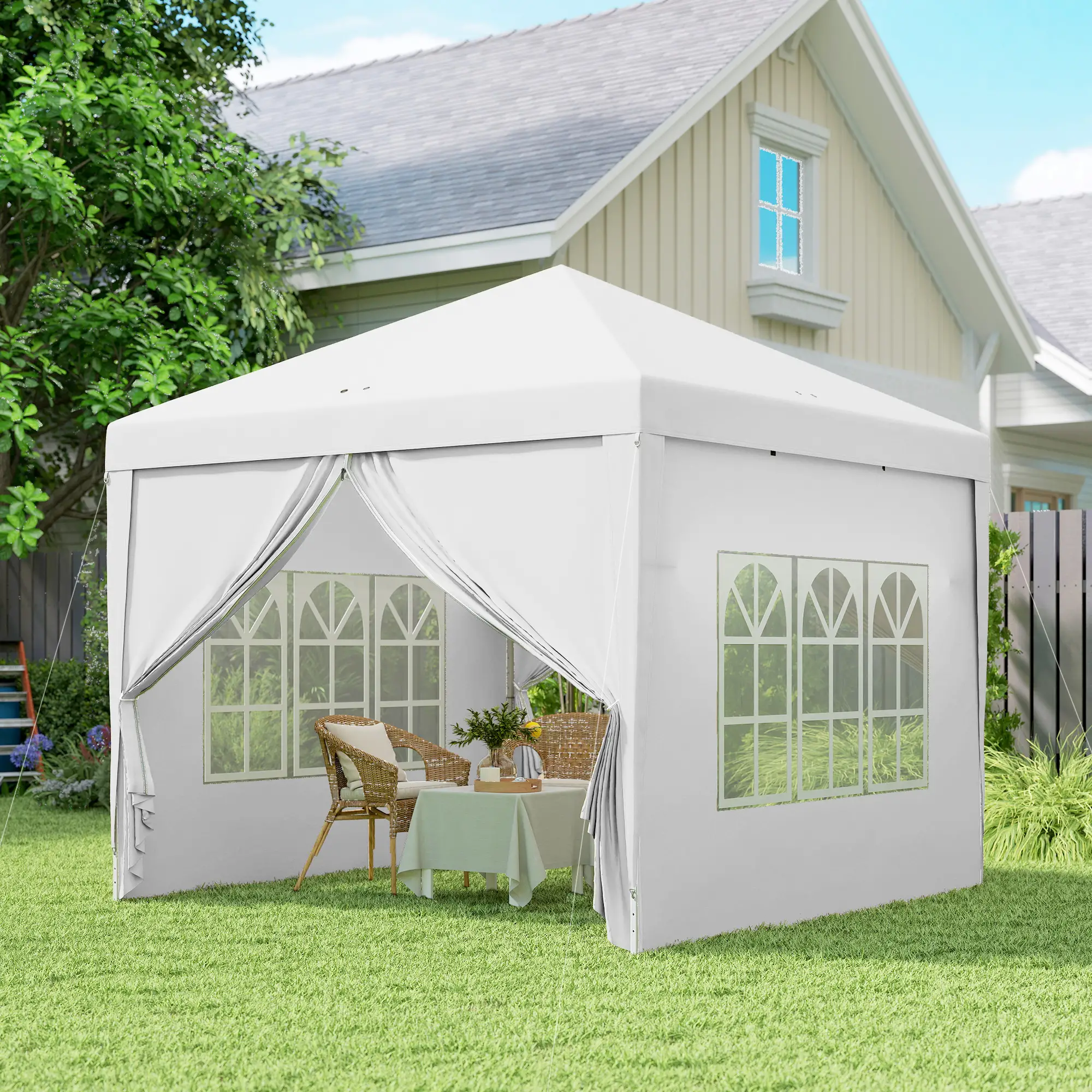 10'x10' White Outdoor Pop Up Party Tent Wedding Gazebo Canopy, White - Image 9