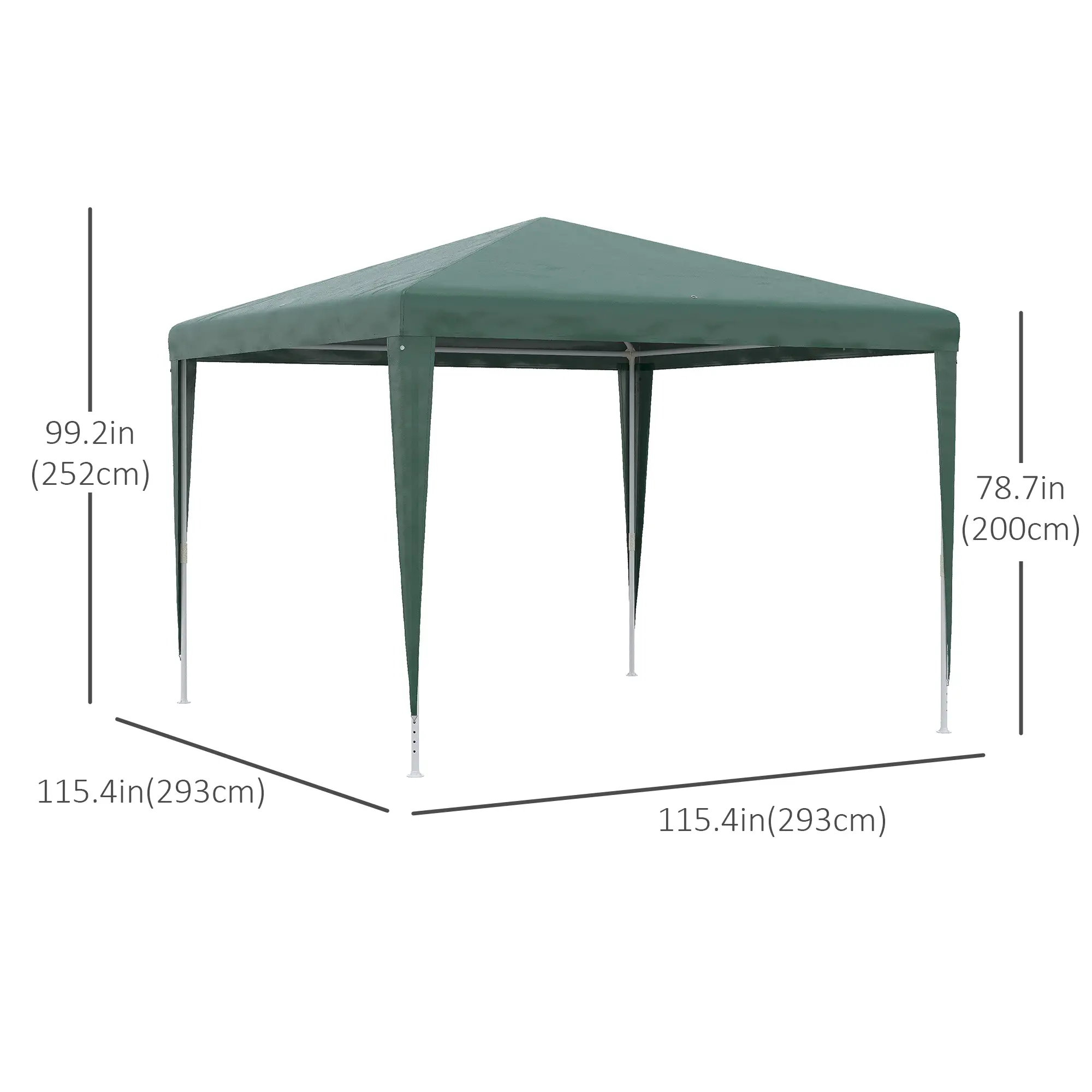 10x10ft Party Tent Portable Gazebo, Folding Garden Canopy Event Shelter Outdoor Sunshade Green - Image 4