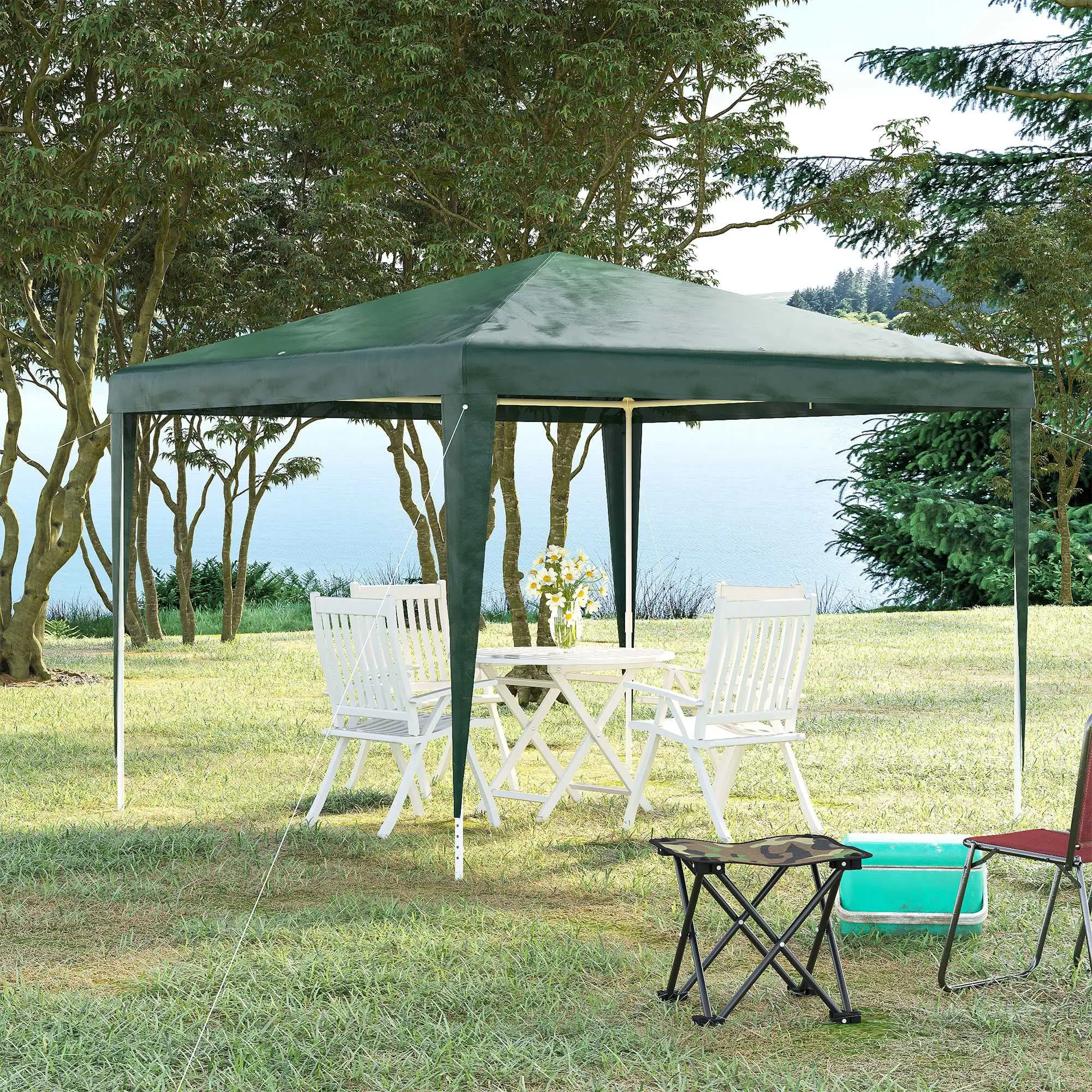 10x10ft Party Tent Portable Gazebo, Folding Garden Canopy Event Shelter Outdoor Sunshade Green - Image 8