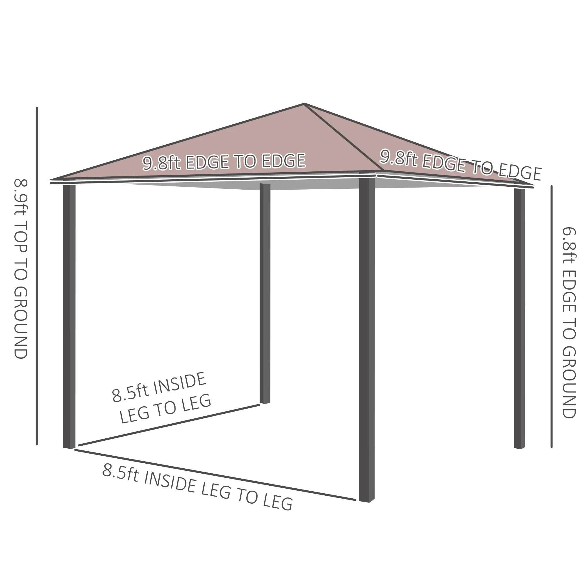 10x10ft Steel Garden Gazebo, Patio Canopy, Outdoor Event Tent - Image 3